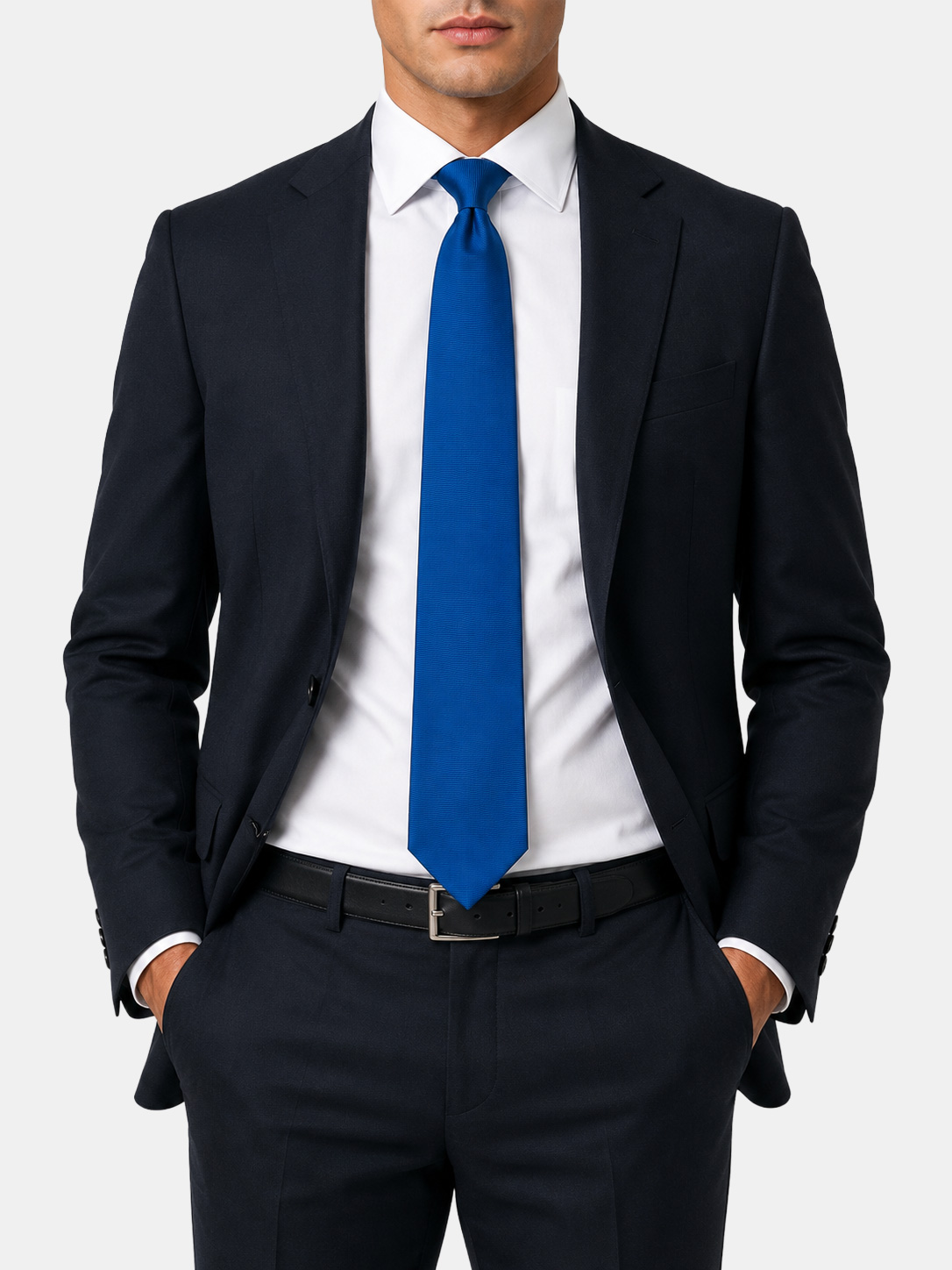100% Silk Cobalt Blue Tie - CRV-L-MIC-001