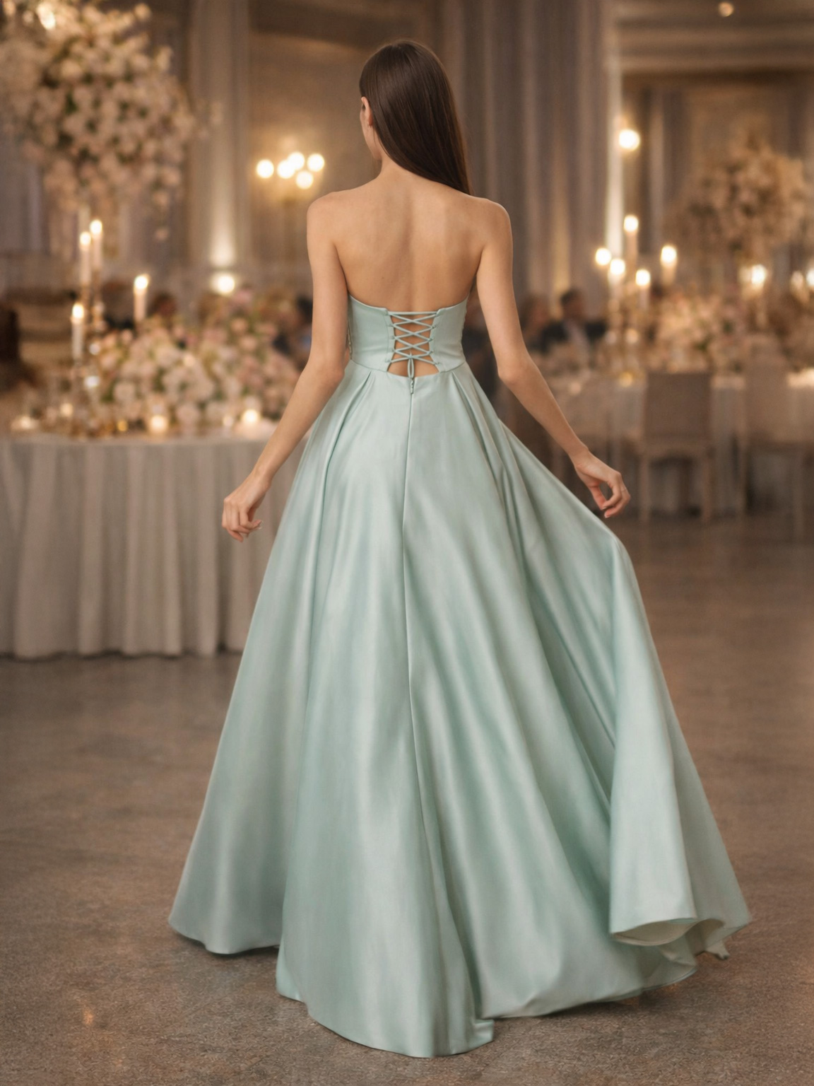 Long Formal Dress with Sweetheart Neckline, Side Slit and Lace-Up Back ...