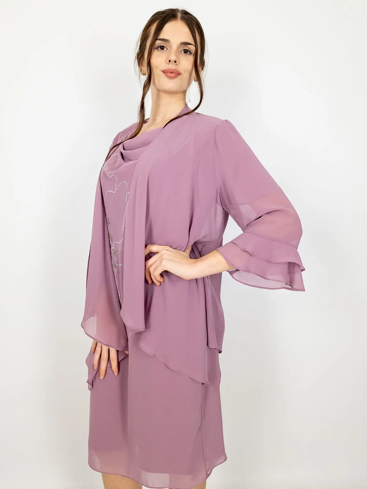 Vestito Elegante Donna Taglie Forti - Morbido Elasticizzato Per Primavera E Autunno, Adatto A Cerimonie E Feste - copertina
