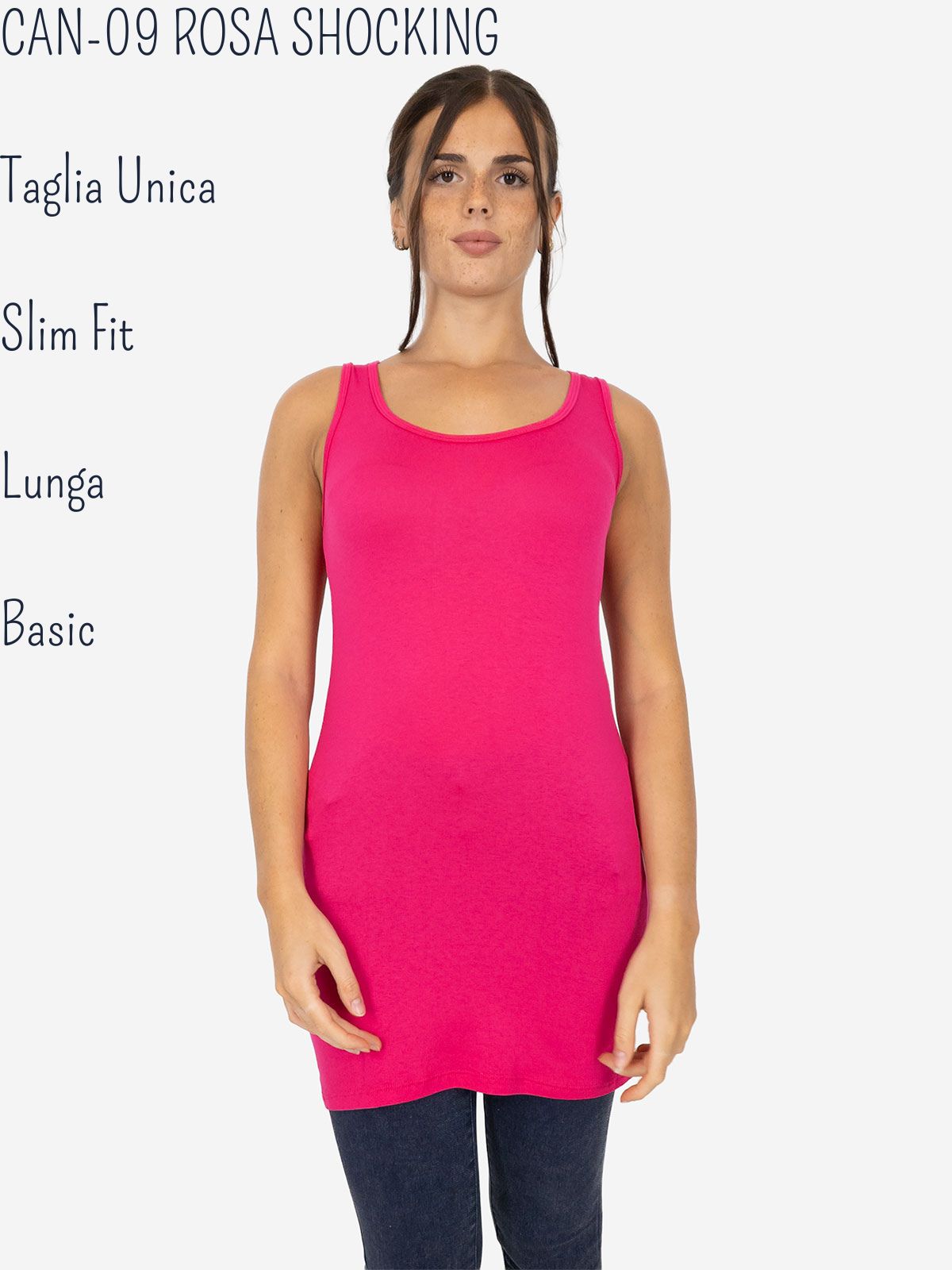 Women's Long Slim Fit Tank Top – Basic Stretch Viscose Model