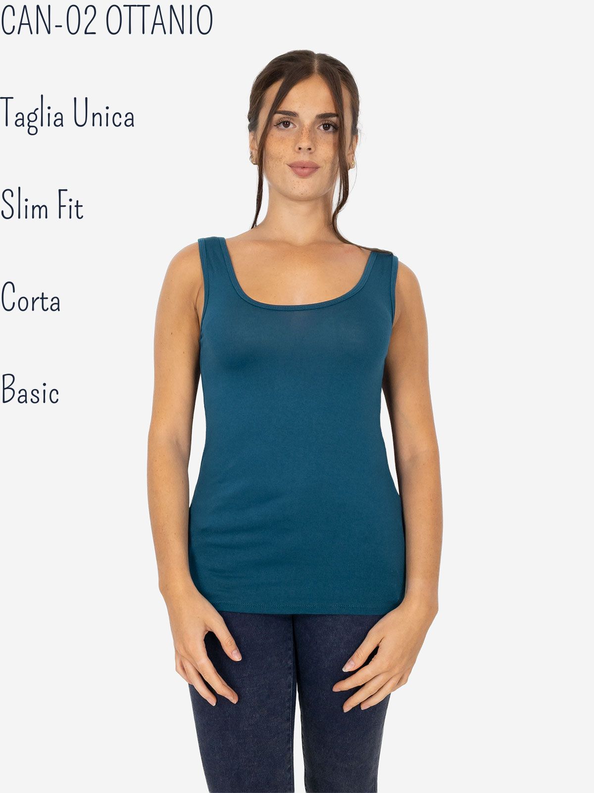Slim Fit Women’s Tank Top with Wide Straps in Stretch Viscose