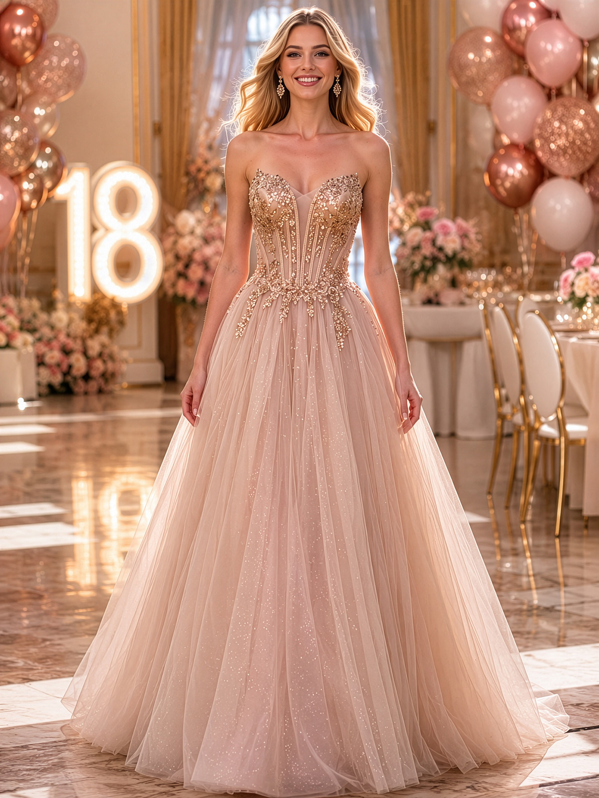 Abito da Principessa per 18esimo Compleanno con Paillettes