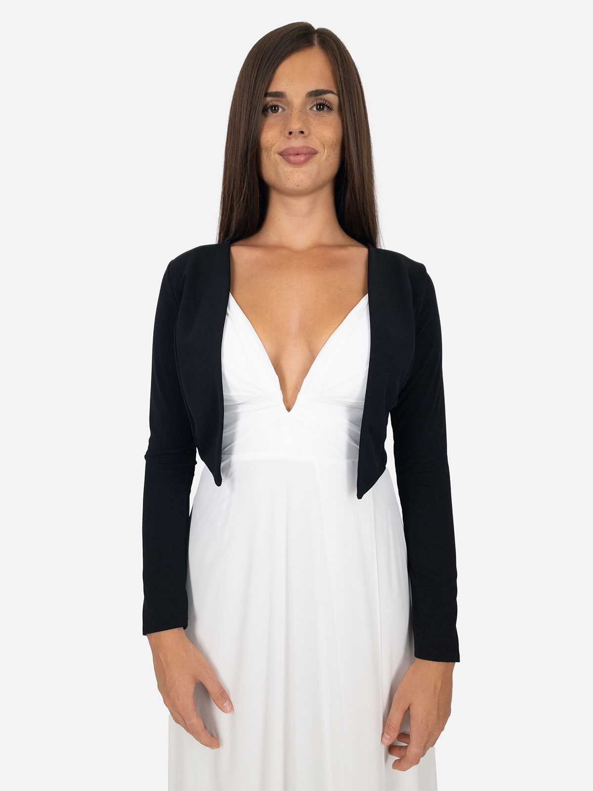 Elegant short crepe bolero with long sleeves
