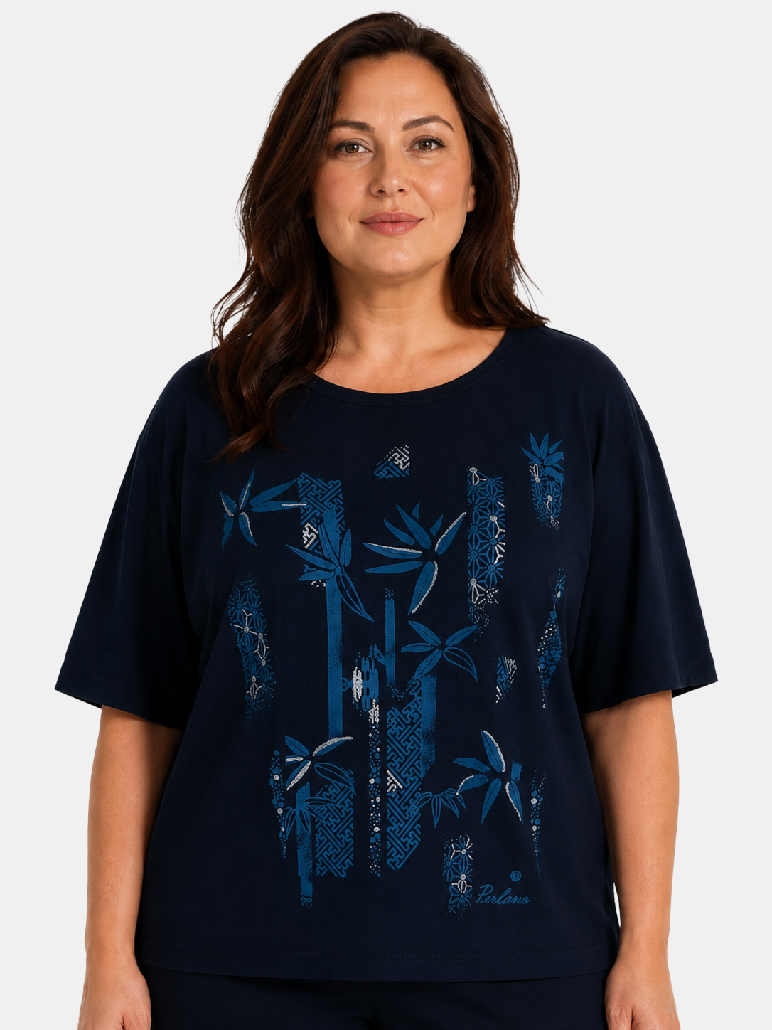 Maxi Curvy T-shirt in 100% Cotton with Artistic Print