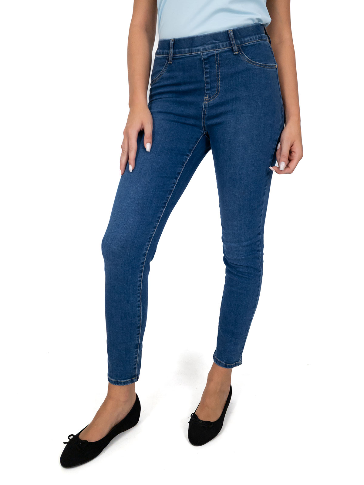 Jeans A Tinta Unita Cropped Con Vita Normale Taglie Comode Blu Marino Da Donna In Saldo, Inverno 2025/2026 - Foto 12