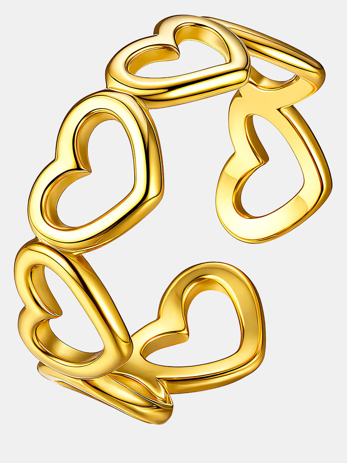 Anello regolabile con cuori INTENSITY in acciaio e oro PVD 18K