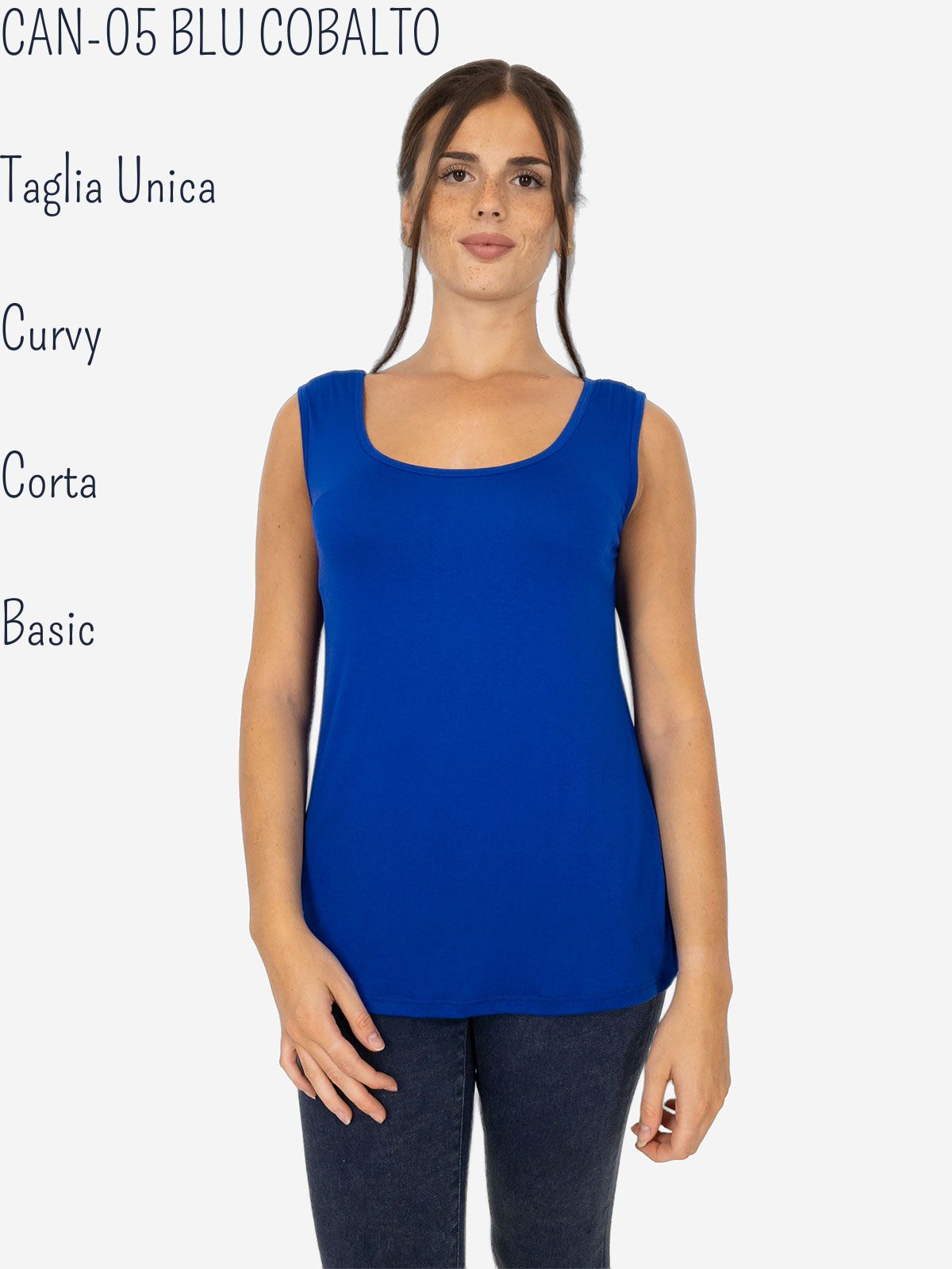 Canotta Donna Curvy Oversize a Spalla Larga in Viscosa Elasticizzata