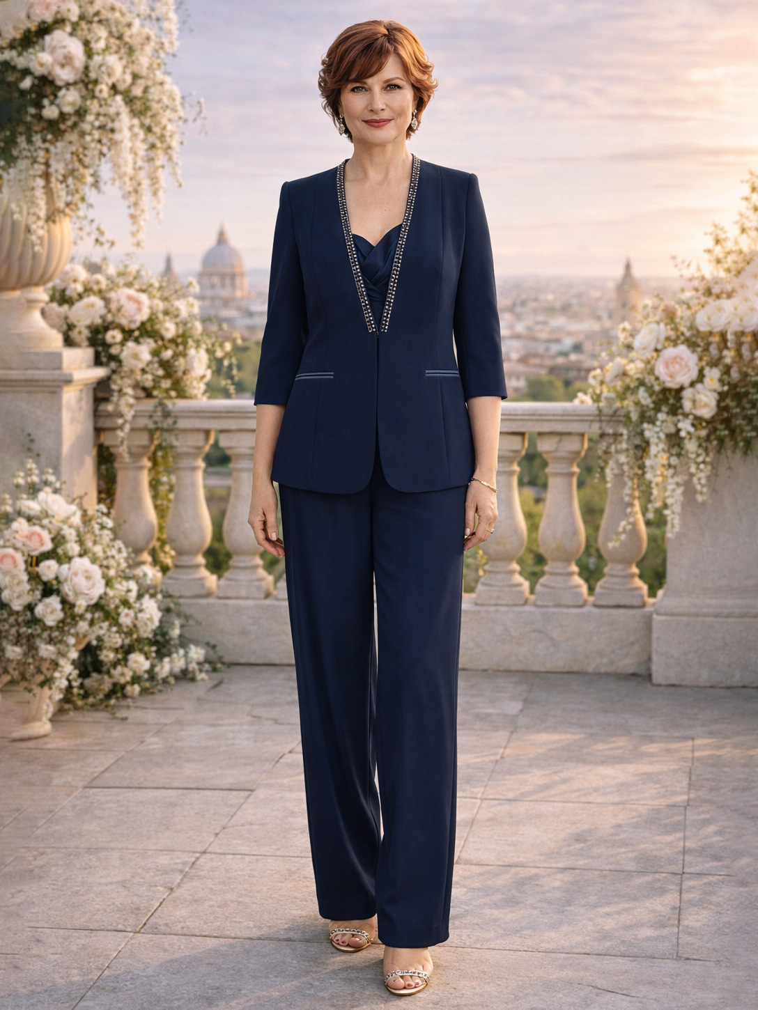 Tailleur tre pezzi da cerimonia con giacca, top e pantalone ssv990