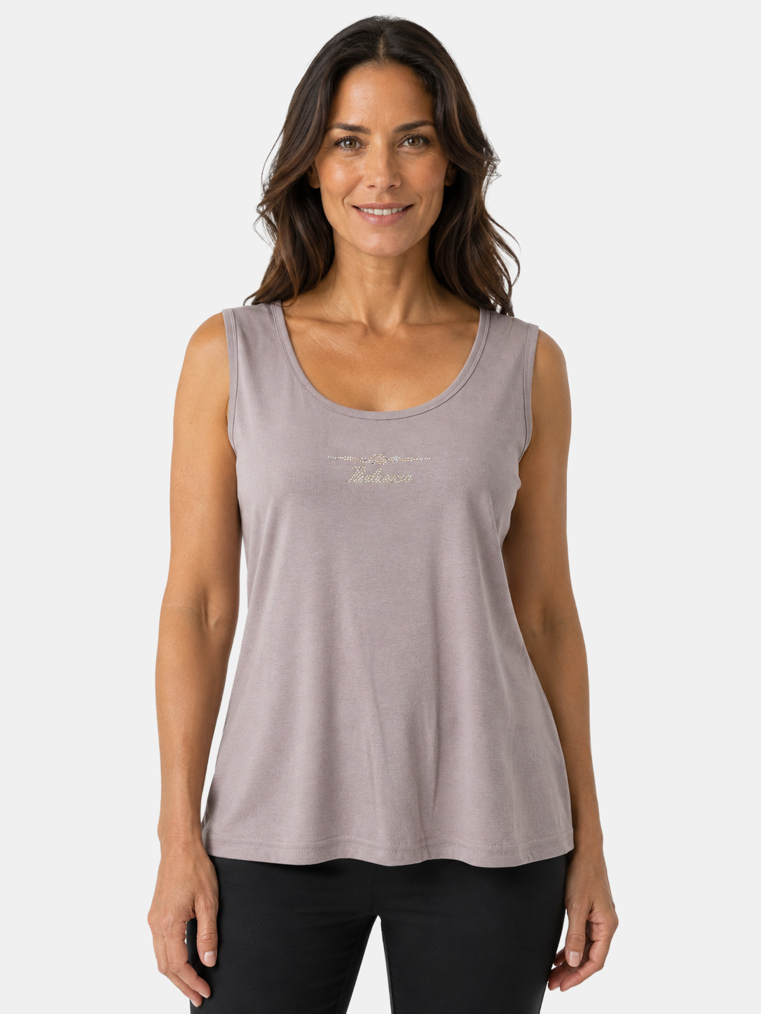 Women's Cotton Tank Top Perlarara with Rhinestones