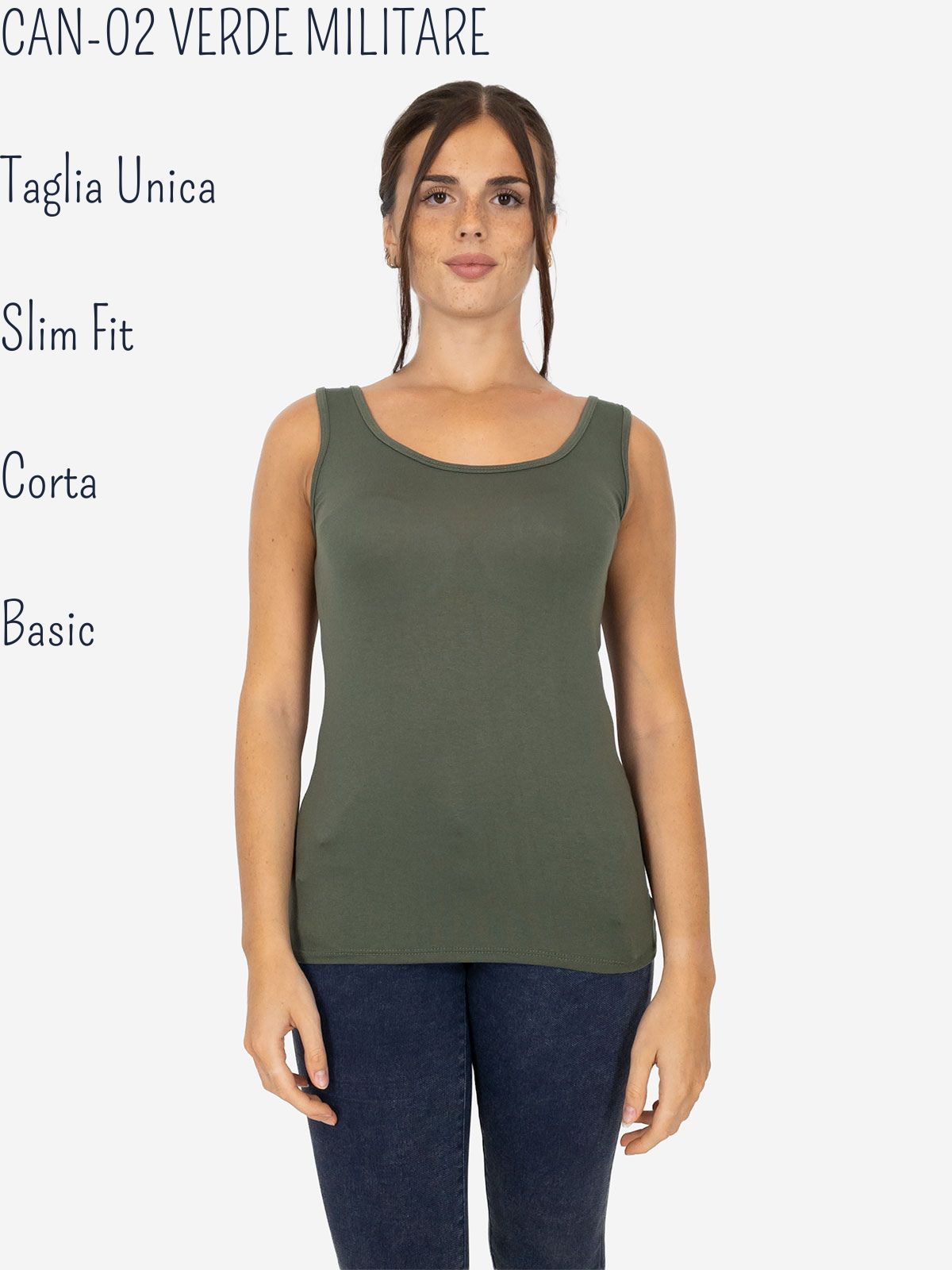 Slim Fit Women’s Tank Top with Wide Straps in Stretch Viscose