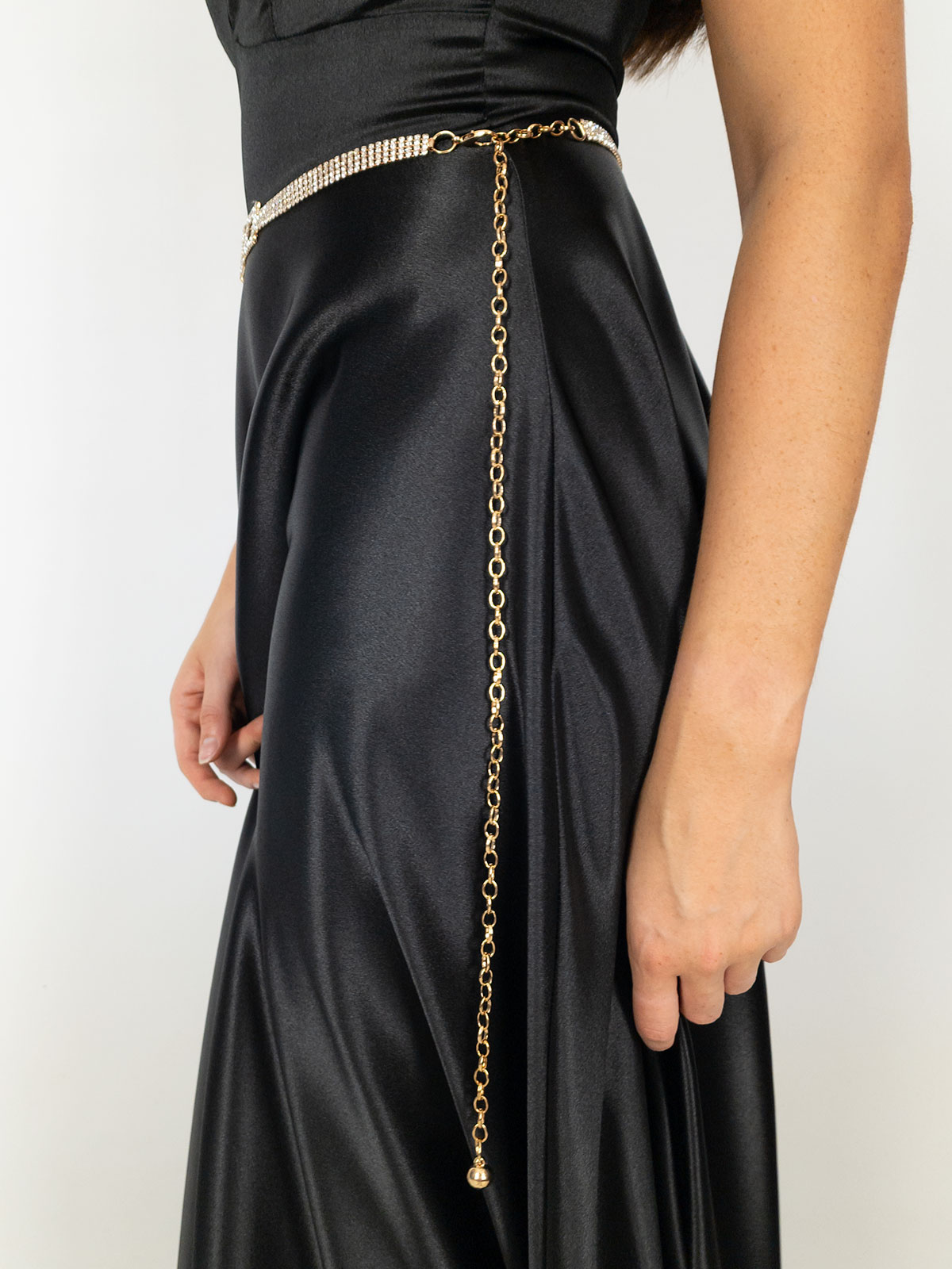 Elegant Rhinestone Belt with Adjustable Chain  Women's Ceremony Accessory