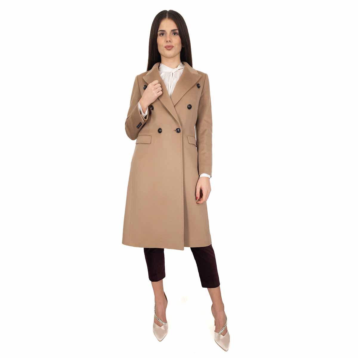 Cappotto Cashmere Donna Elegante Invernale Doppiopetto