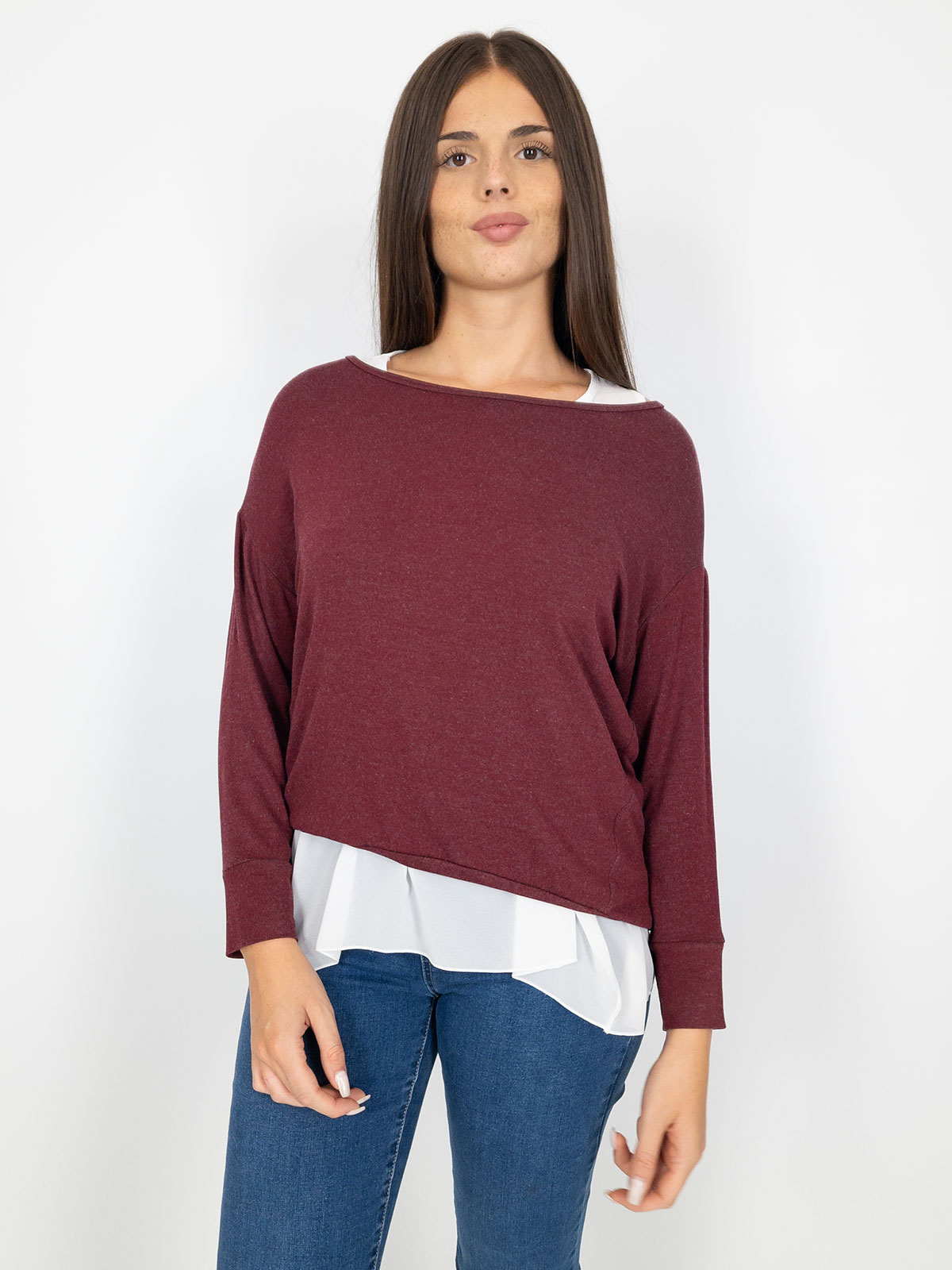 Maglia Donna Manica Lunga A Girocollo Con Canotta