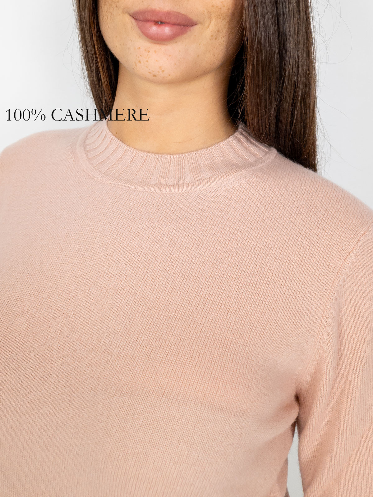 Maglione Donna In Misto Cashmere Girocollo - Lungo Morbido Manica Lunga - Taglie Petites