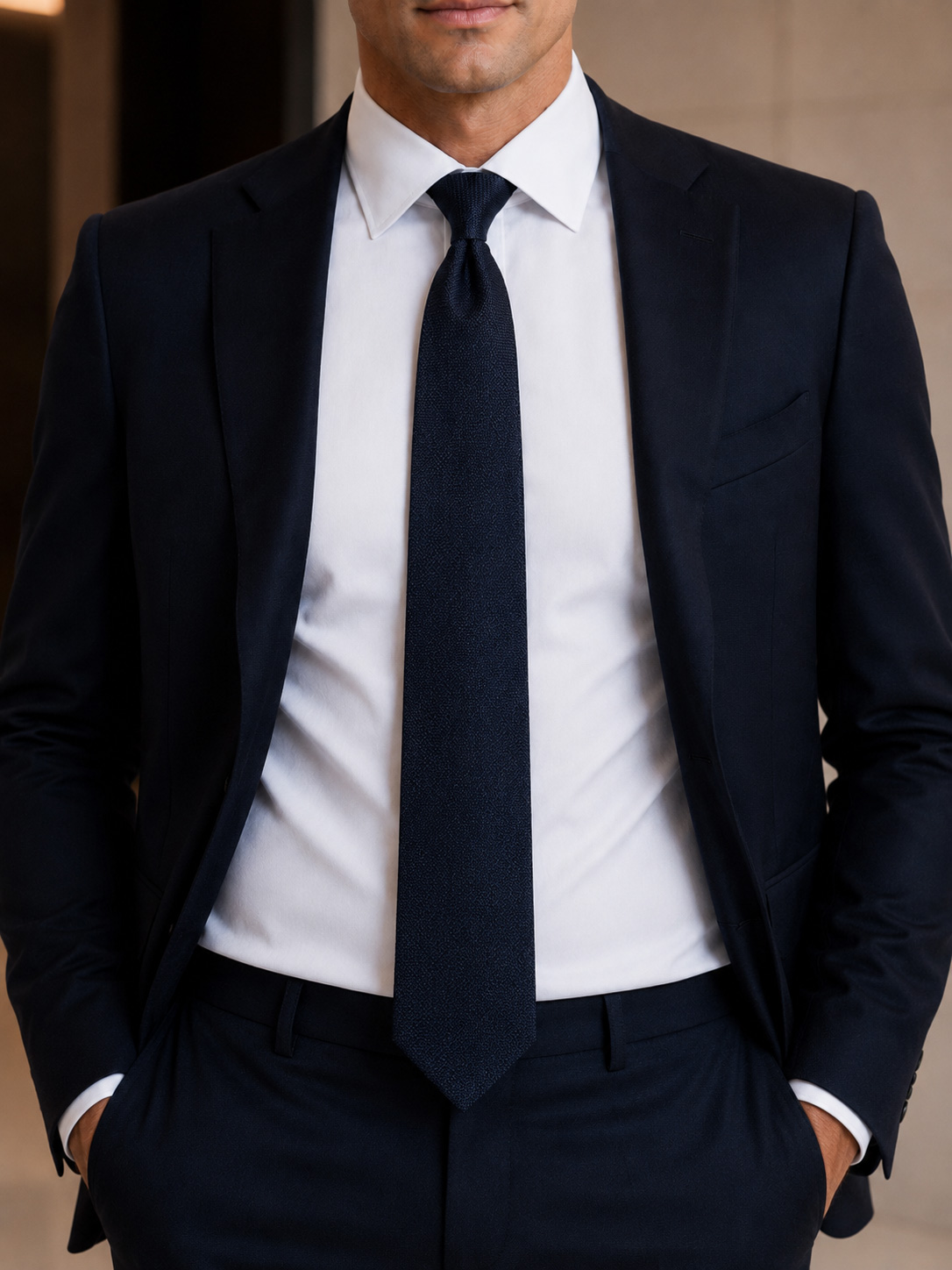 Blue Micro-Textured 100% Silk Tie