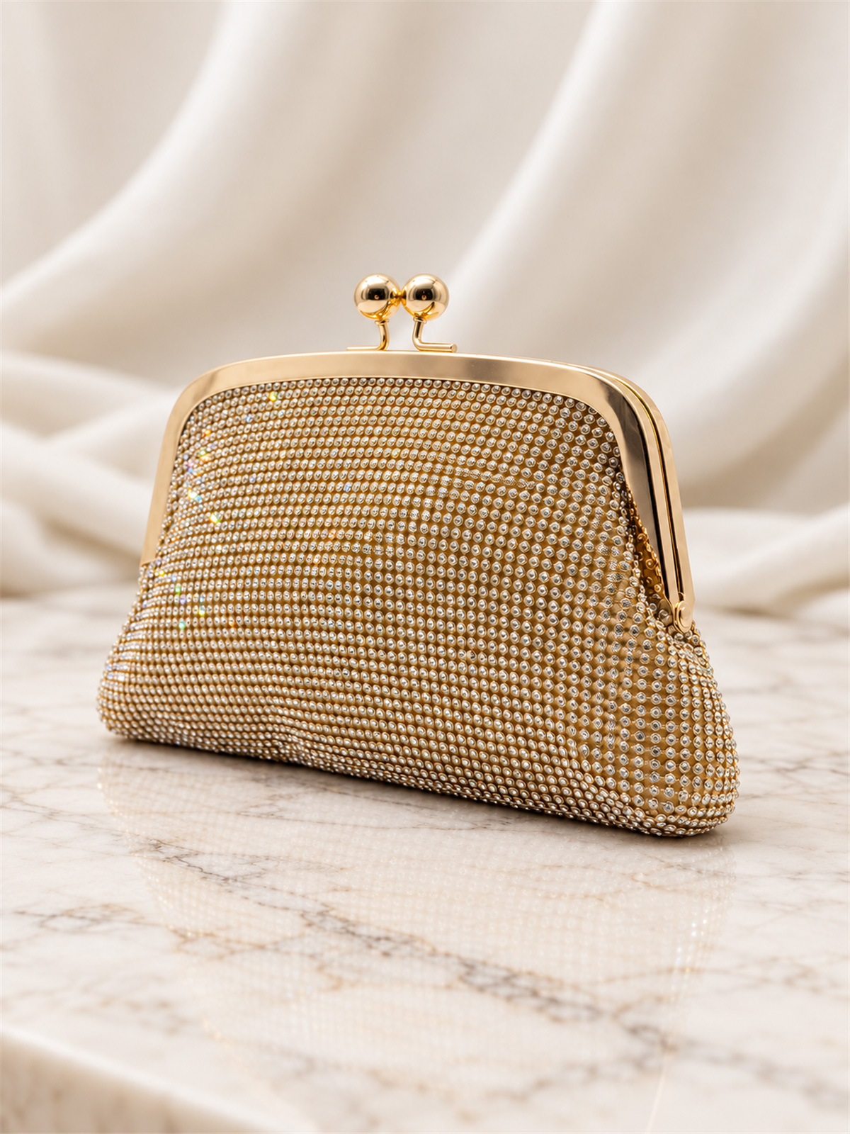 Gold Rhinestone Evening Clutch Bag