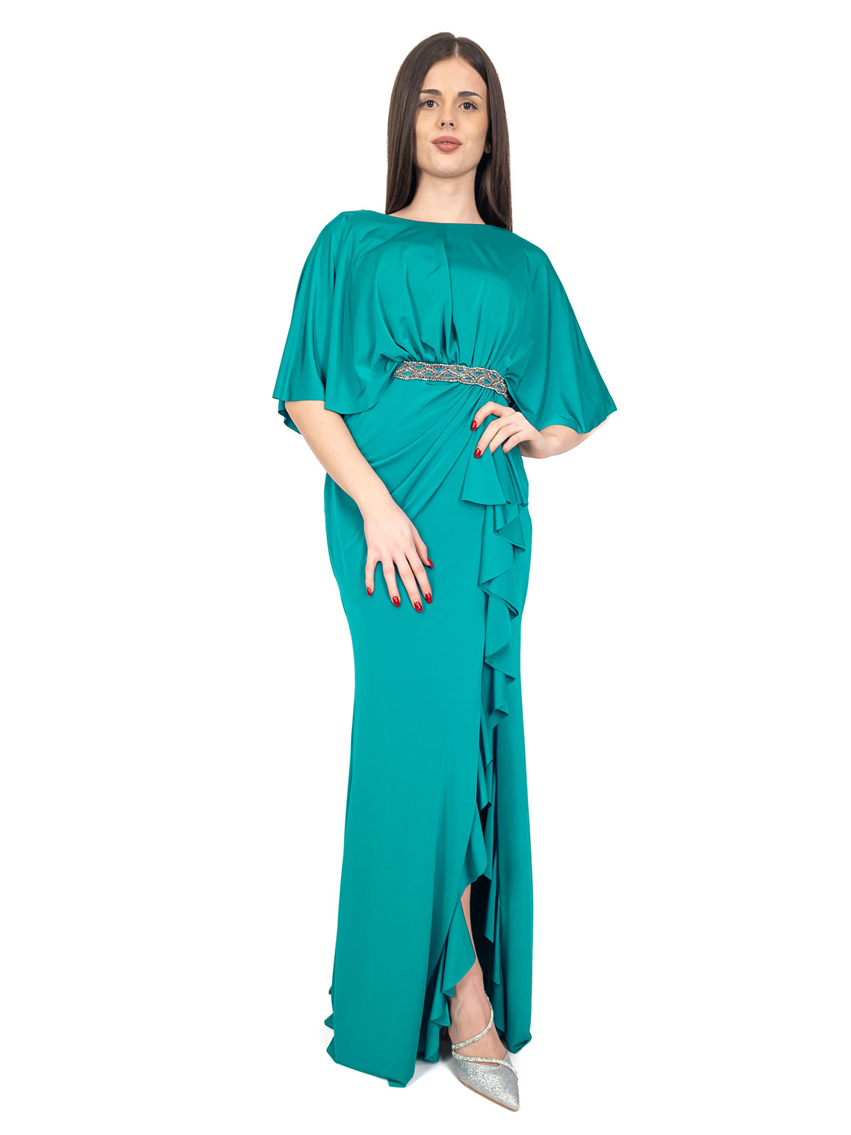 Bianca Brandi Abito Lungo Cerimonia Elegante Donna Stile Impero Con Spacco