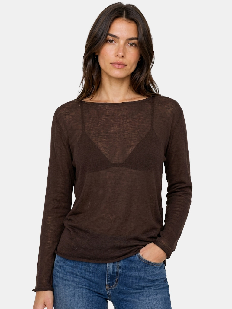 Basic Lightweight Cotton Top with Faux Raw Edge