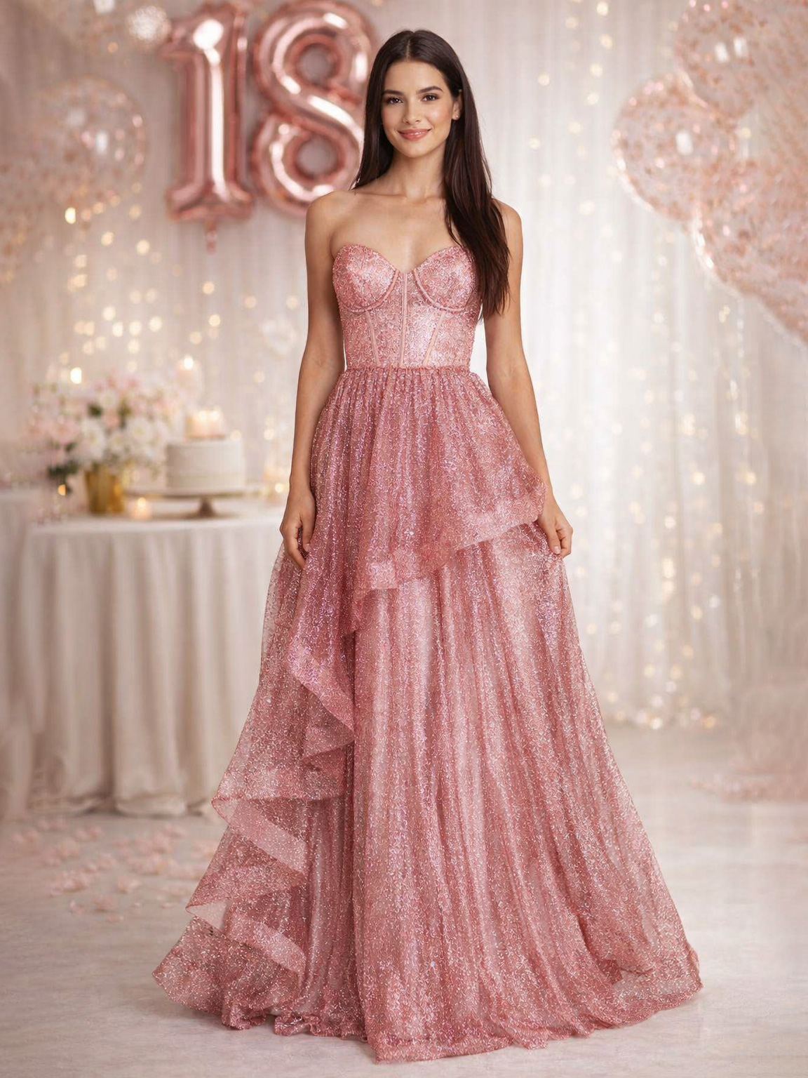 Elegant Glitter Princess 18th Birthday Dress