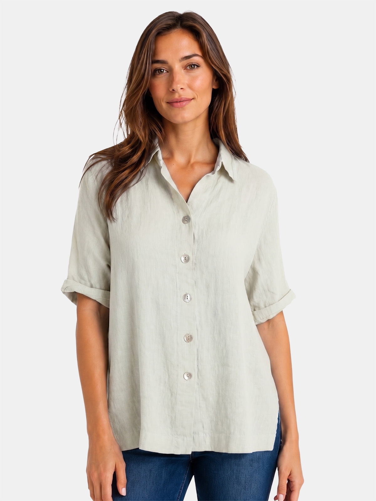 Women's Short Sleeve Linen Shirt