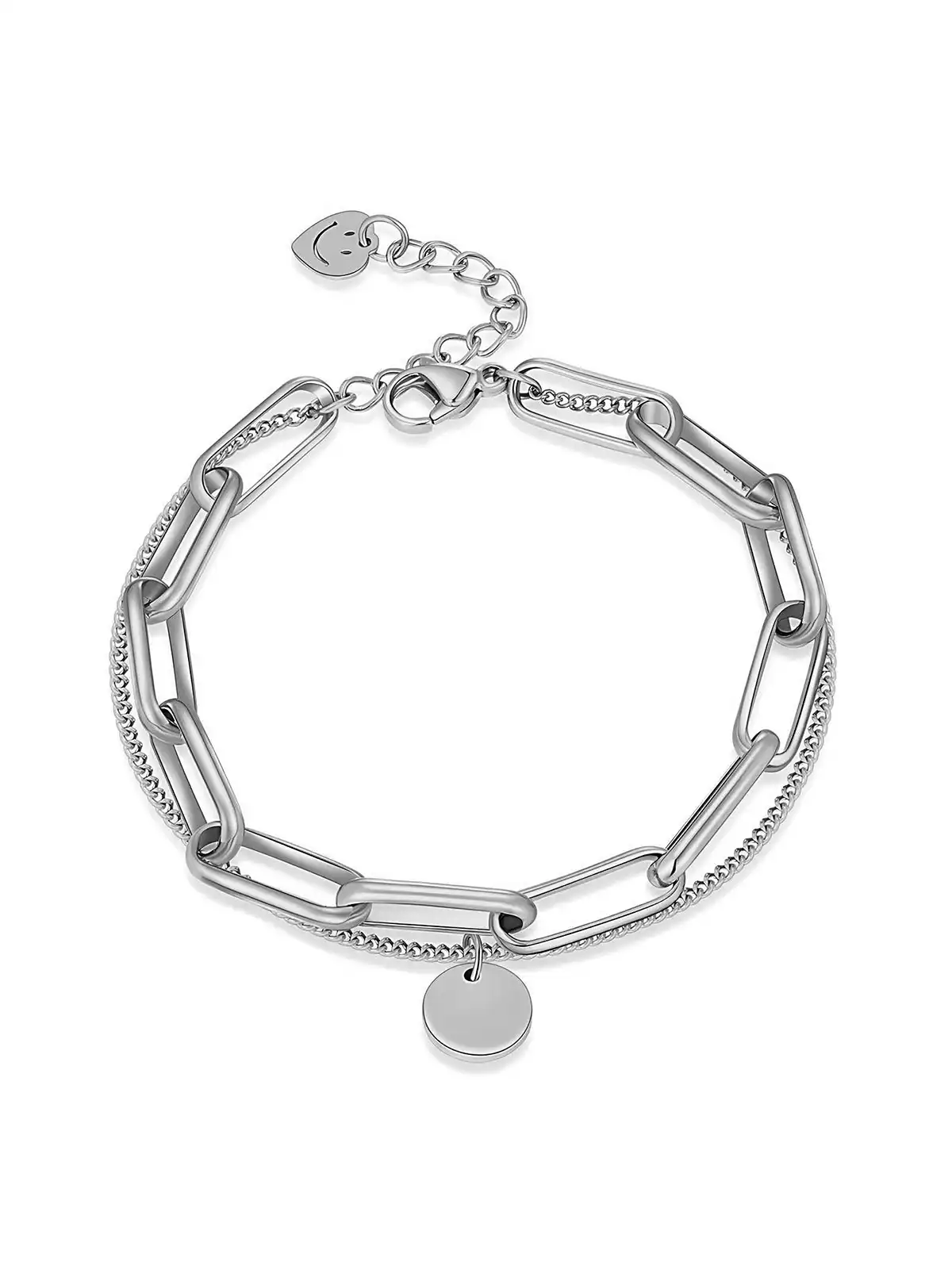 Bracciale di Gioielleria alla Moda Placcato Oro 18K in Acciaio Inossidabile, Catena a Corda Figaro, Bracciale a Catena Piatta a Serpente per Donne