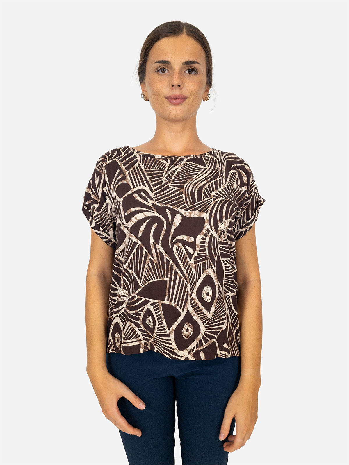 Blusa fantasia donna in viscosa Made in Italy