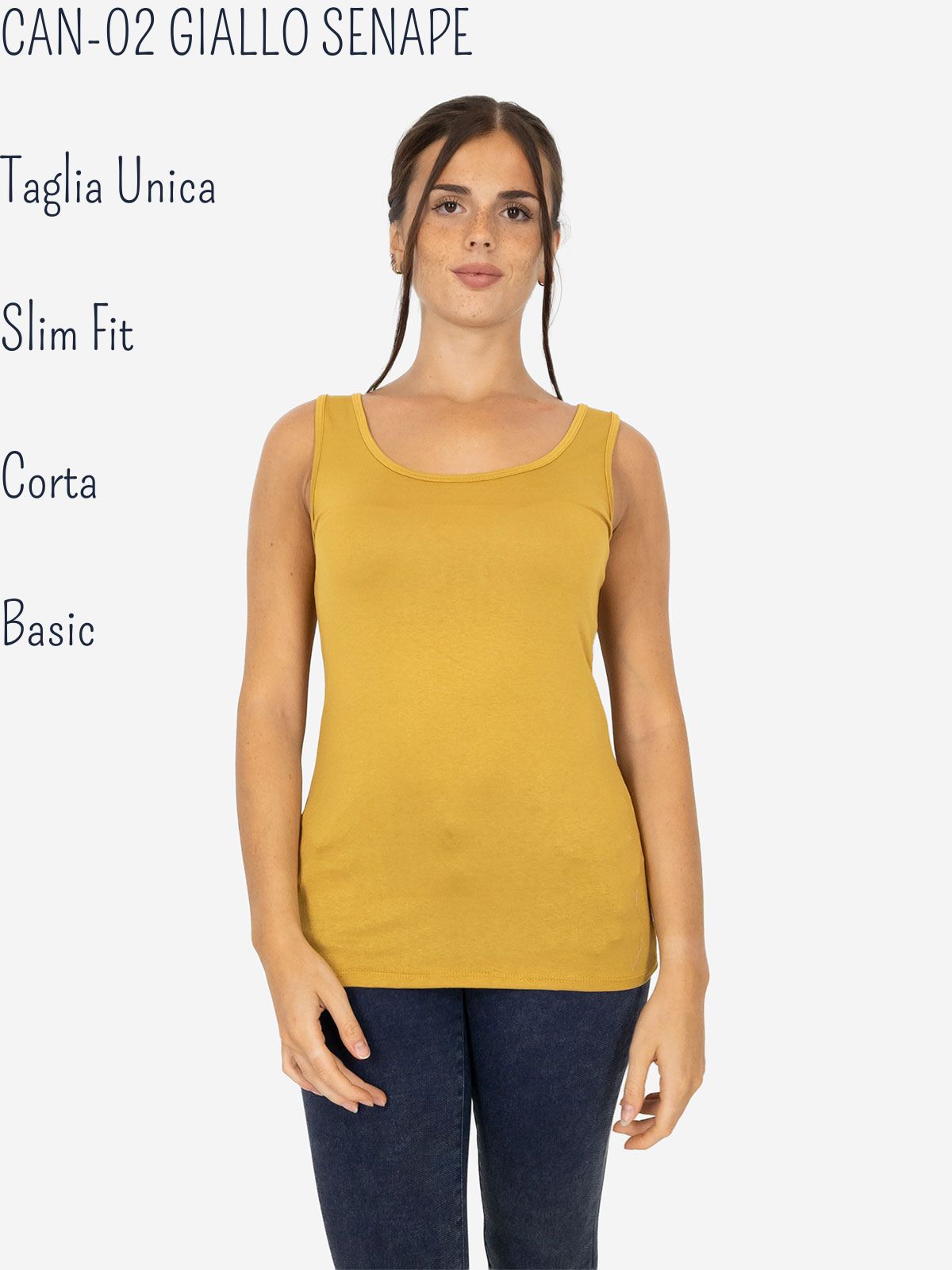 Slim Fit Women’s Tank Top with Wide Straps in Stretch Viscose