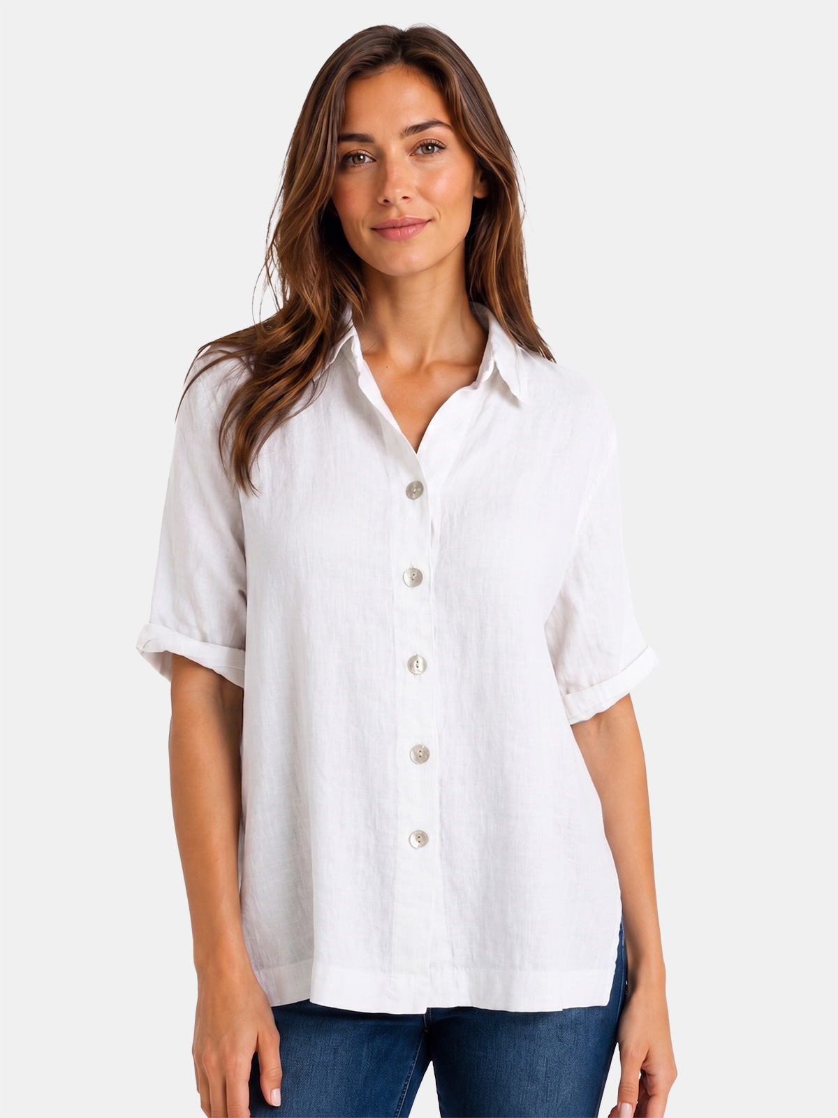 Women's Short Sleeve Linen Shirt