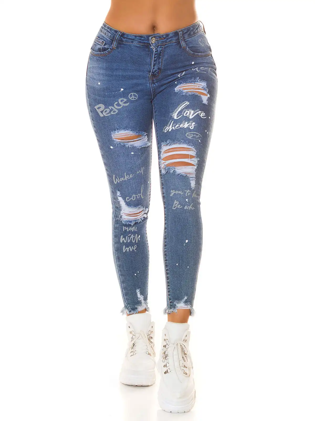 KOUCLA Jeans Skinny Samira con Scritte e Strappi 0000J1385
