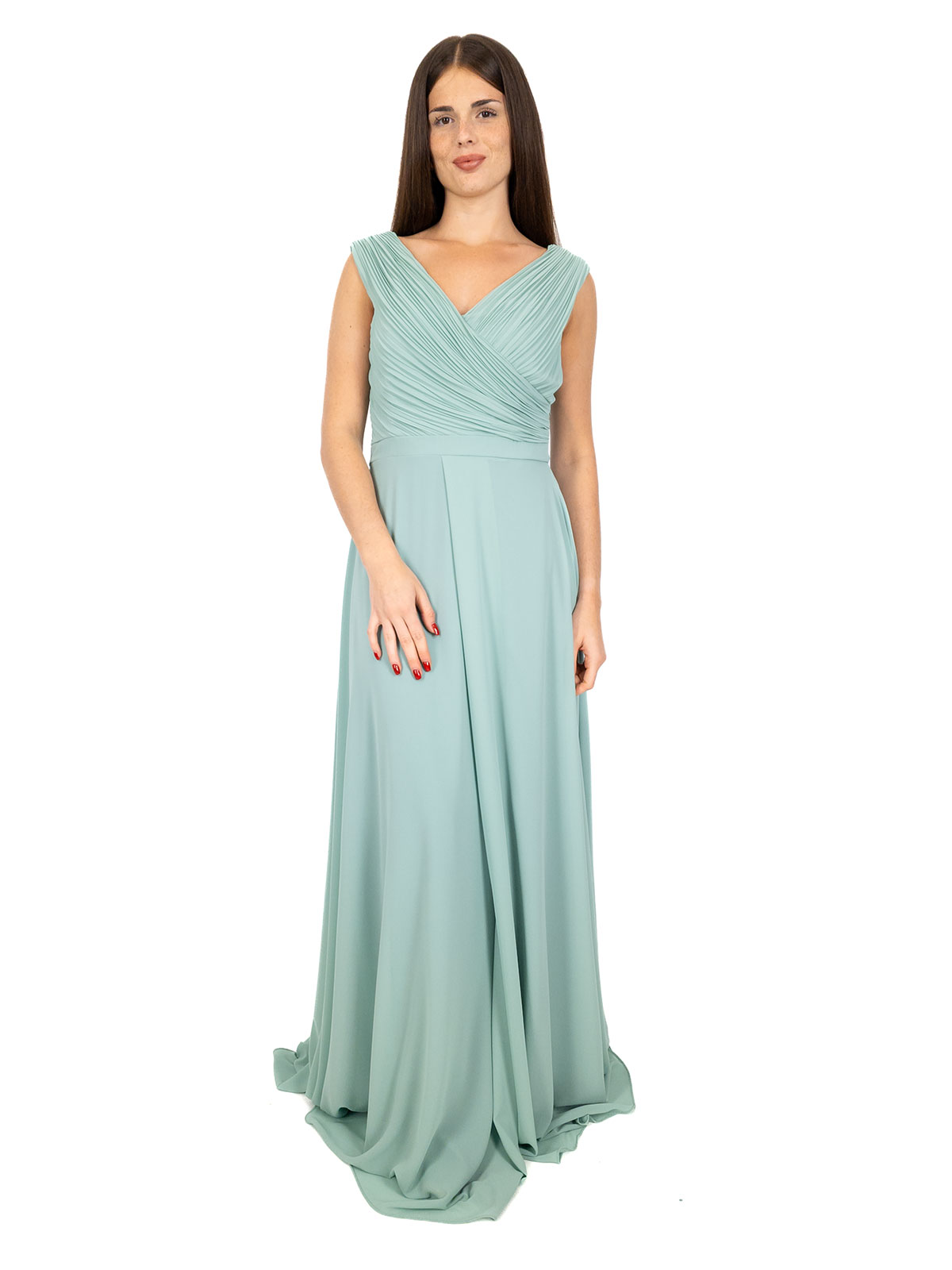 Vestito cerimonia lungo stile impero con spacco taglie curvy