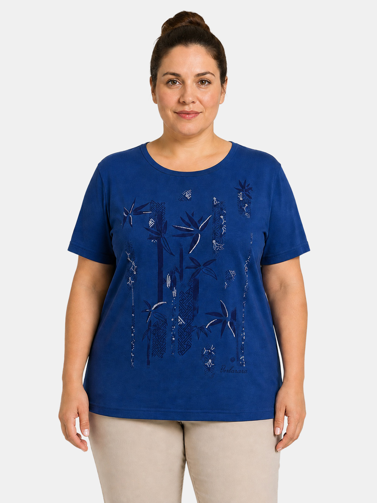 Perlarara Curvy Cotton T-Shirt with Front Print