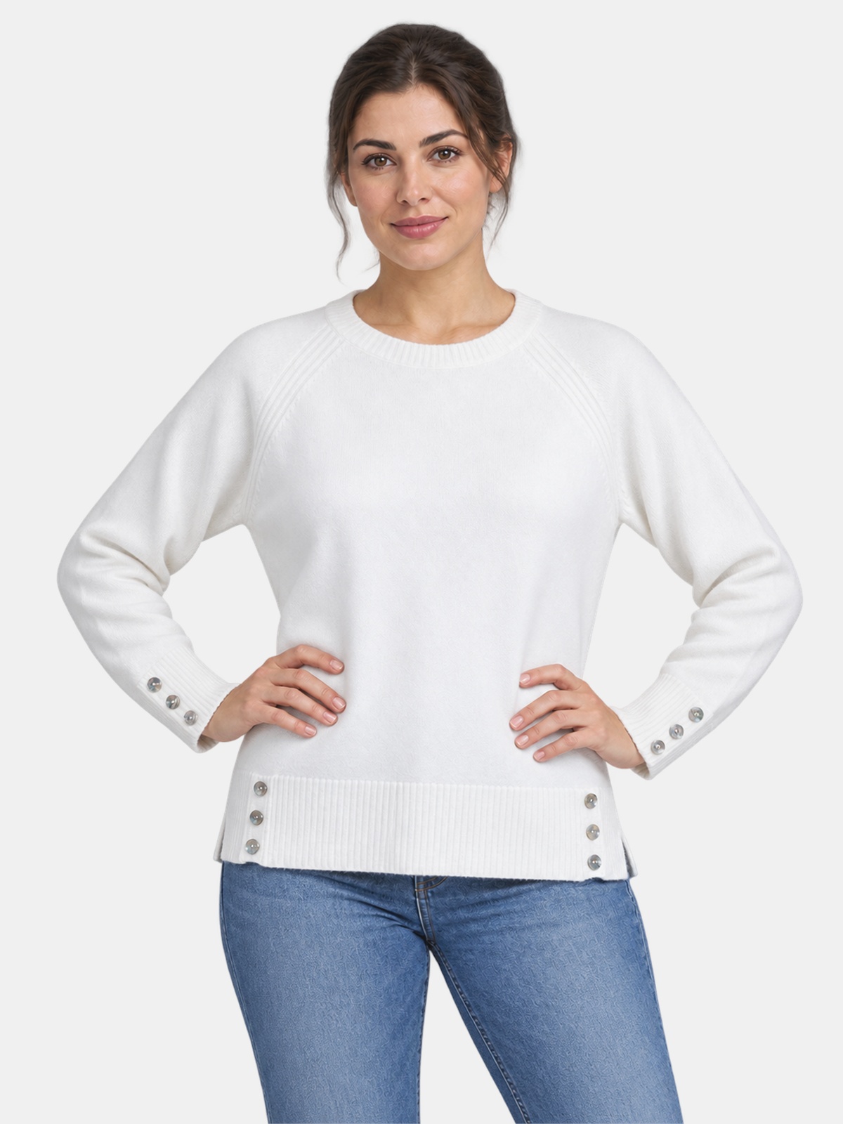 Maglia morbida in viscosa con bottoni decorativi
