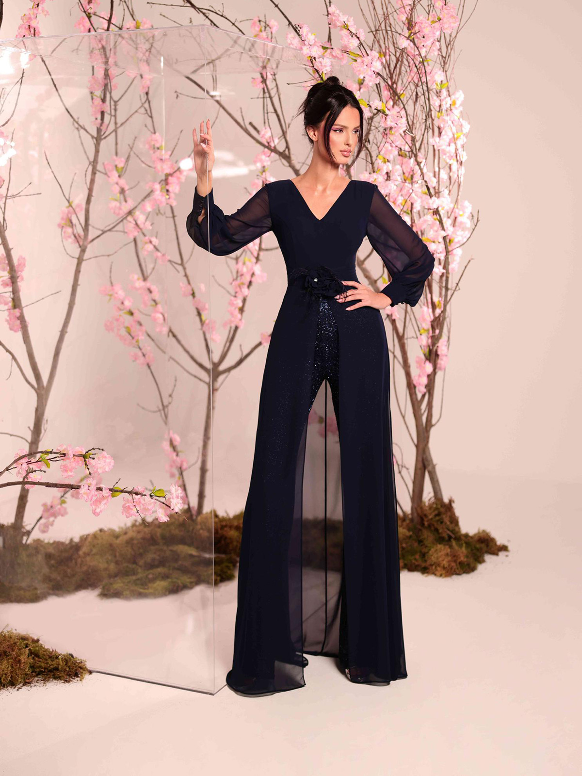 Elegant Ceremony Jumpsuit with Georgette Overlay