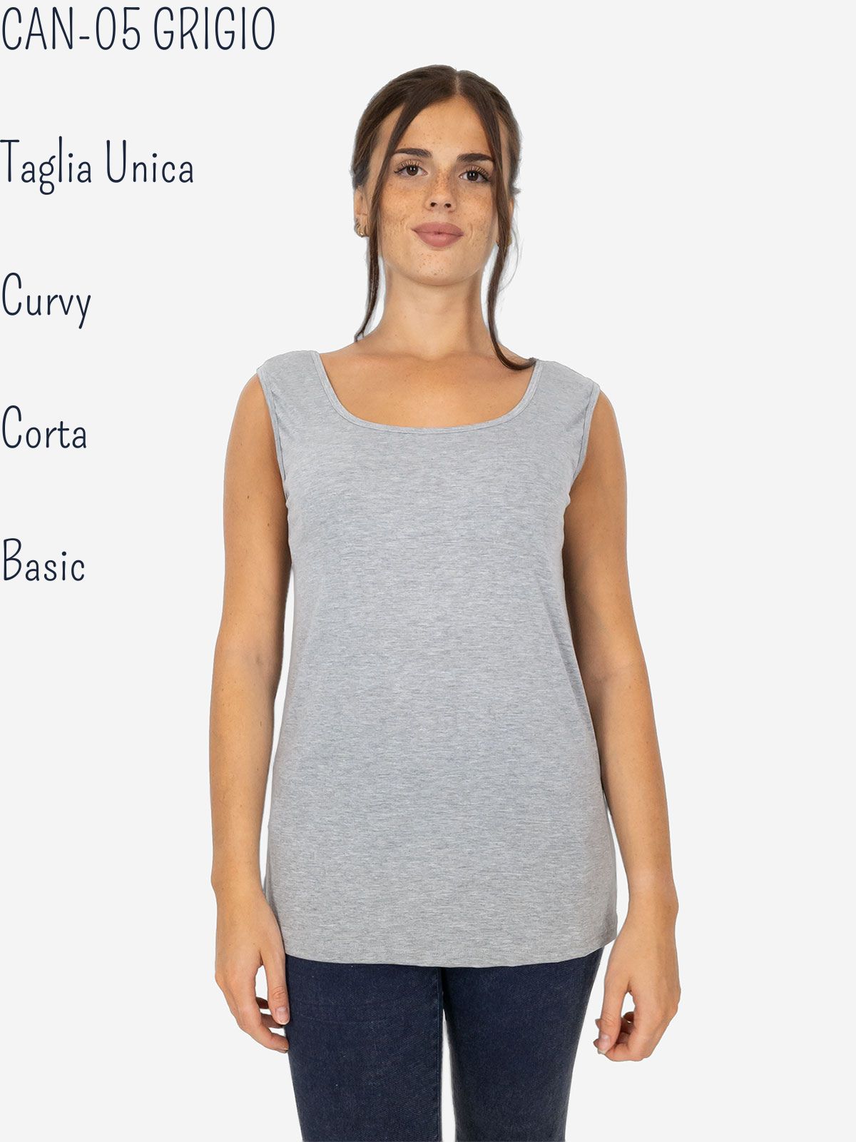 Canotta Donna Curvy Oversize a Spalla Larga in Viscosa Elasticizzata