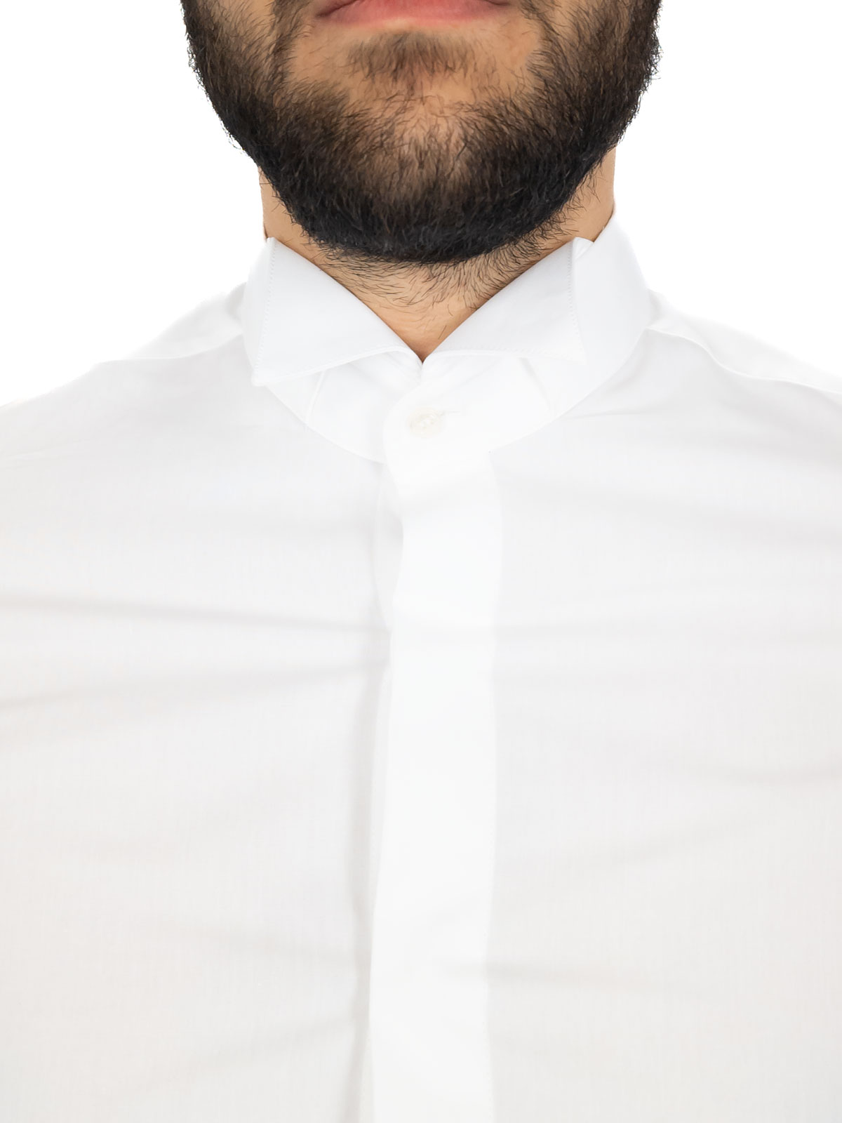 Camicia in cotone con colletto Peter Pan - A maniche lunghe - Lunghezza