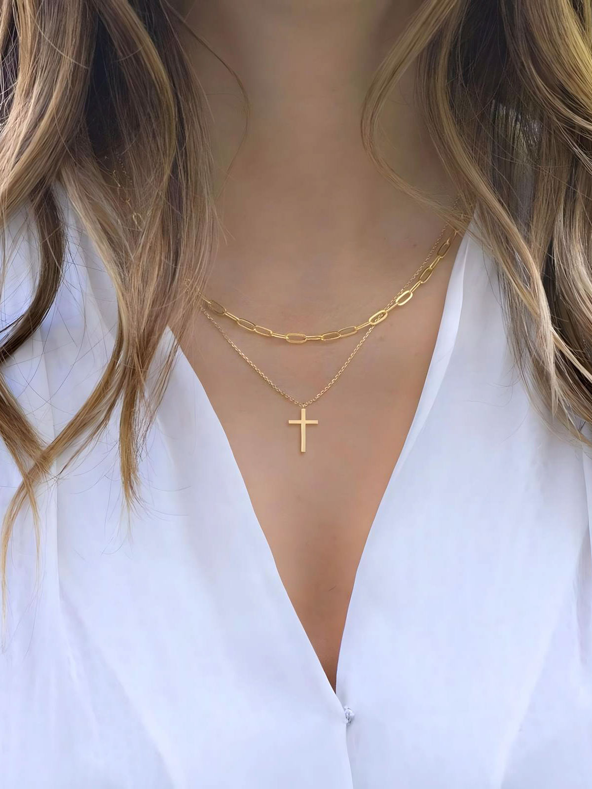 Strabello Bijoux Eternity Cross Necklace 87150-0