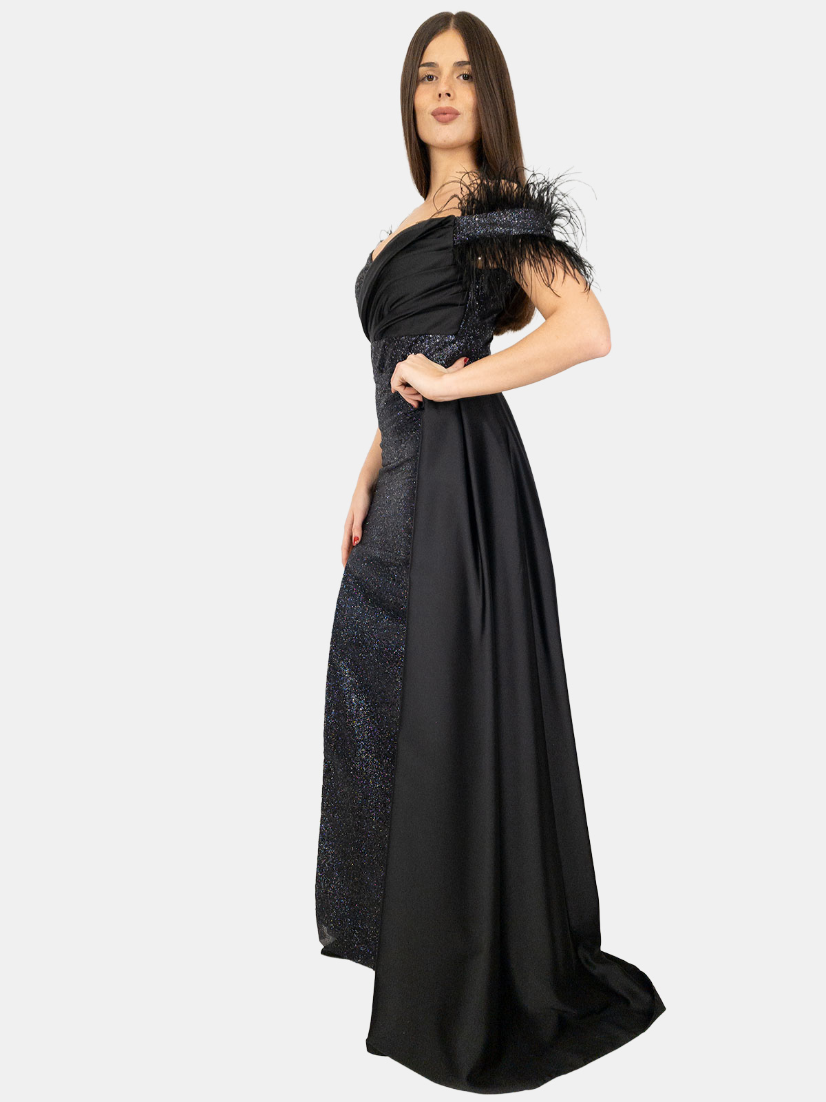halter sequin dress Fitted Long Slit by Ladivine CDS497 Geometric Sequin main image 1