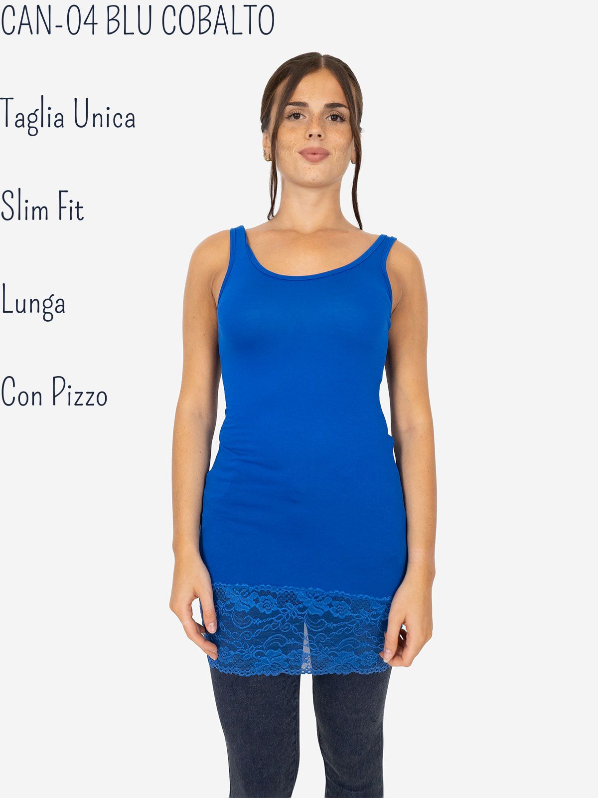 Canotta Donna Lunga Con Pizzo In Fondo Basic Per Leggings Slim Fit