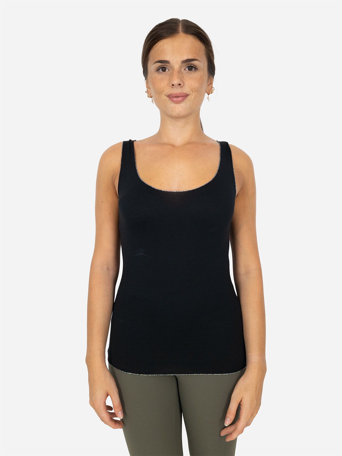 Top Basic Donna Extra Lungo Senza Maniche – Skinny Fit 9002, Verde Mela, Taglia Unica (34-38), Morbido Jersey Di Viscosa - 3