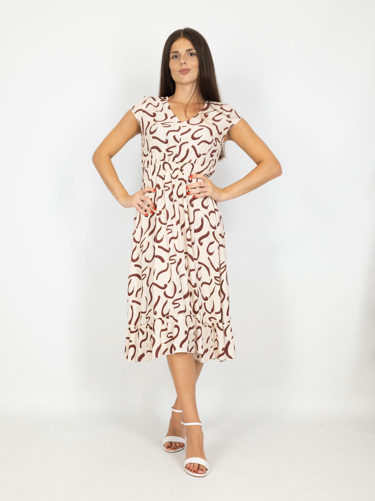 Vestito Donna Estivo Da Giorno Femminile Svasato Longuette Casual