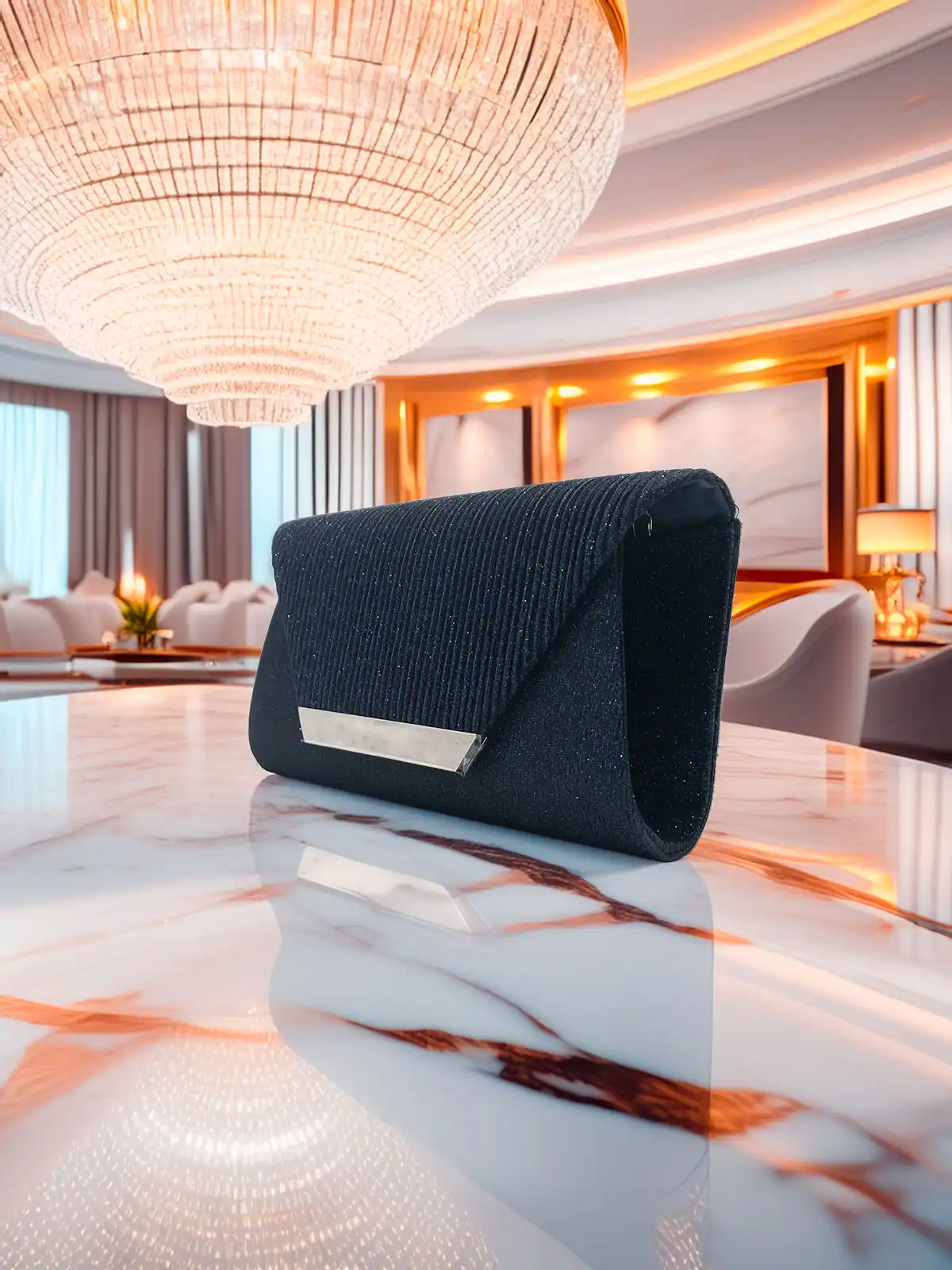 Clutch argento glitterata da donna Lora Ferres- PittaRosso