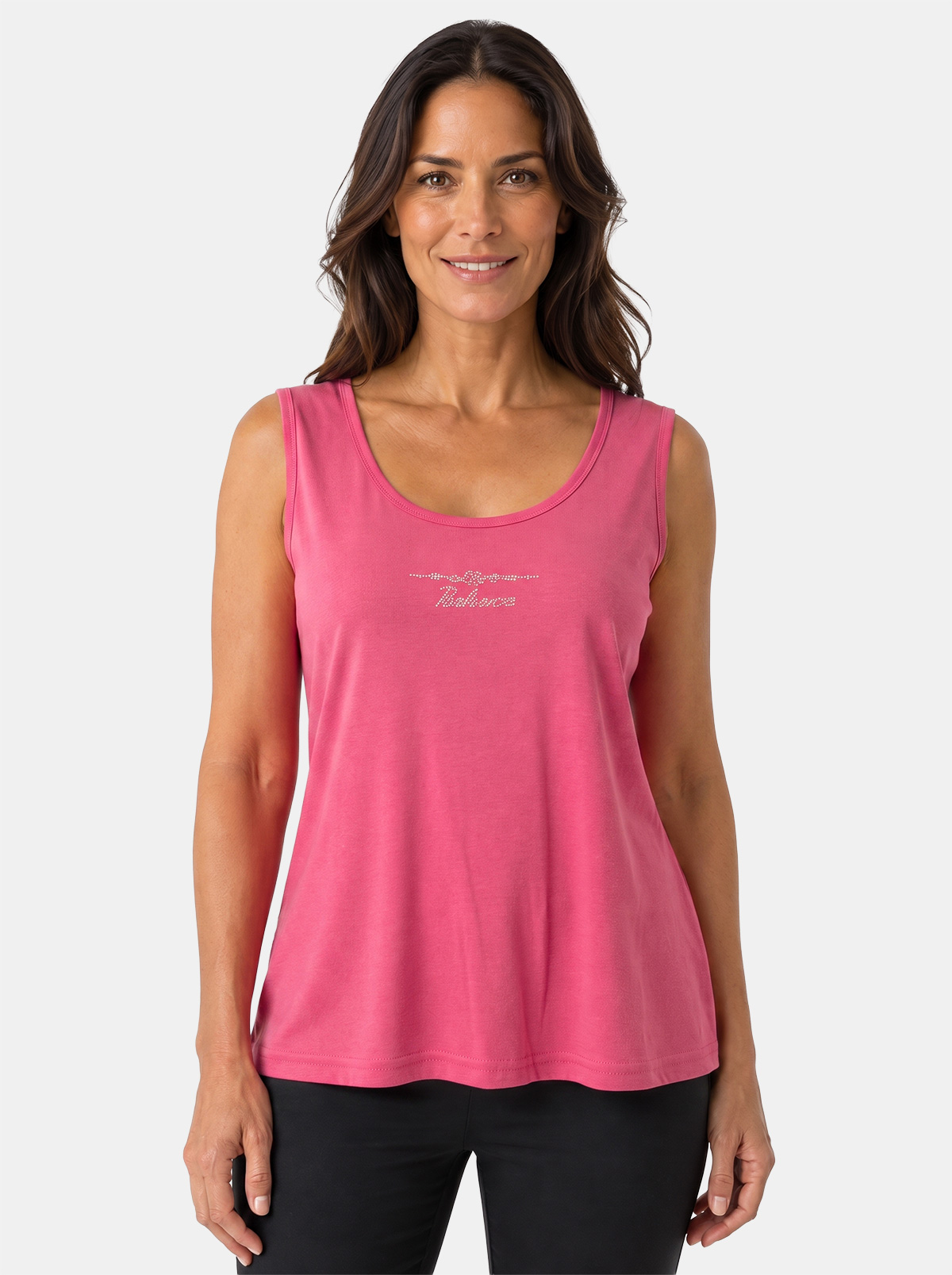 Women's Cotton Tank Top Perlarara with Rhinestones