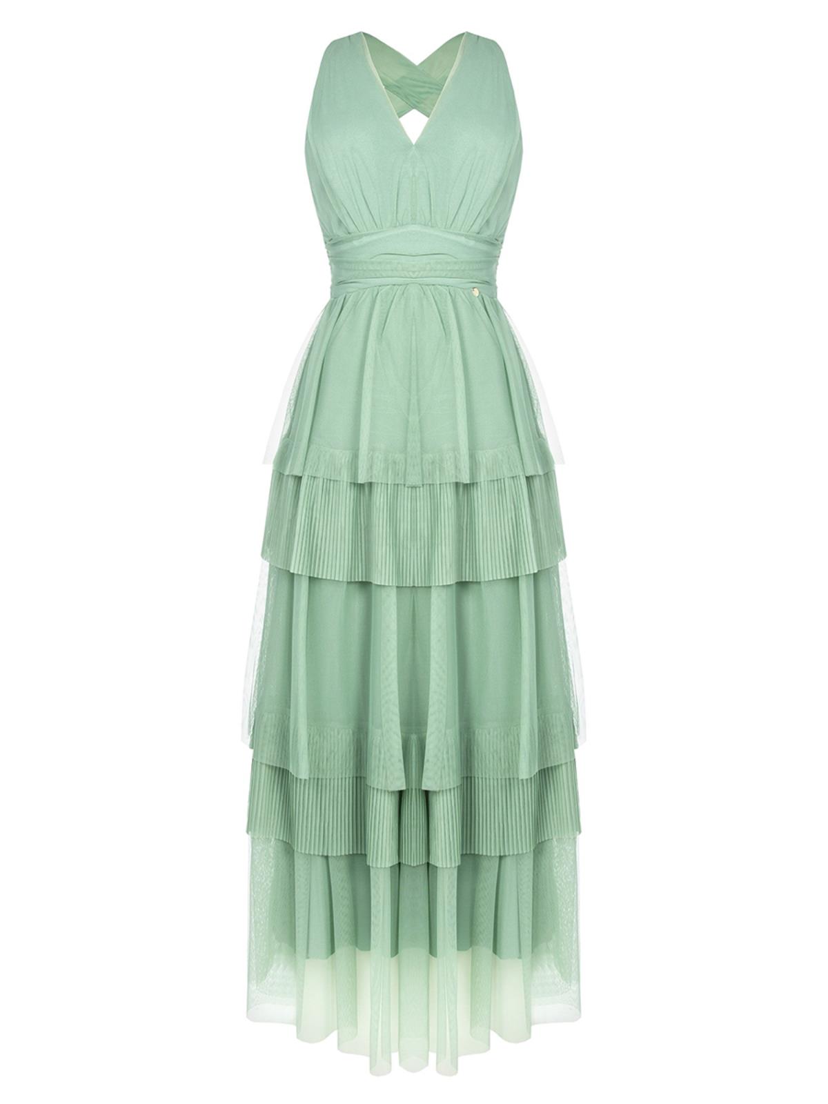 RINASCIMENTO Abito Cerimonia Lungo Donna Damigelle Balze E Tulle Incrociato