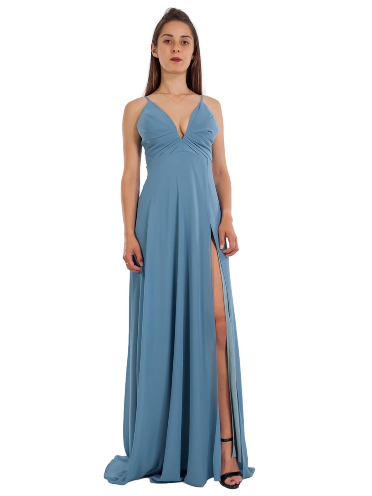 STRABELLO CERIMONIA Vestito Cerimonia Elegante Lungo con Spacco e Scollo a V A29499-3937-GINA