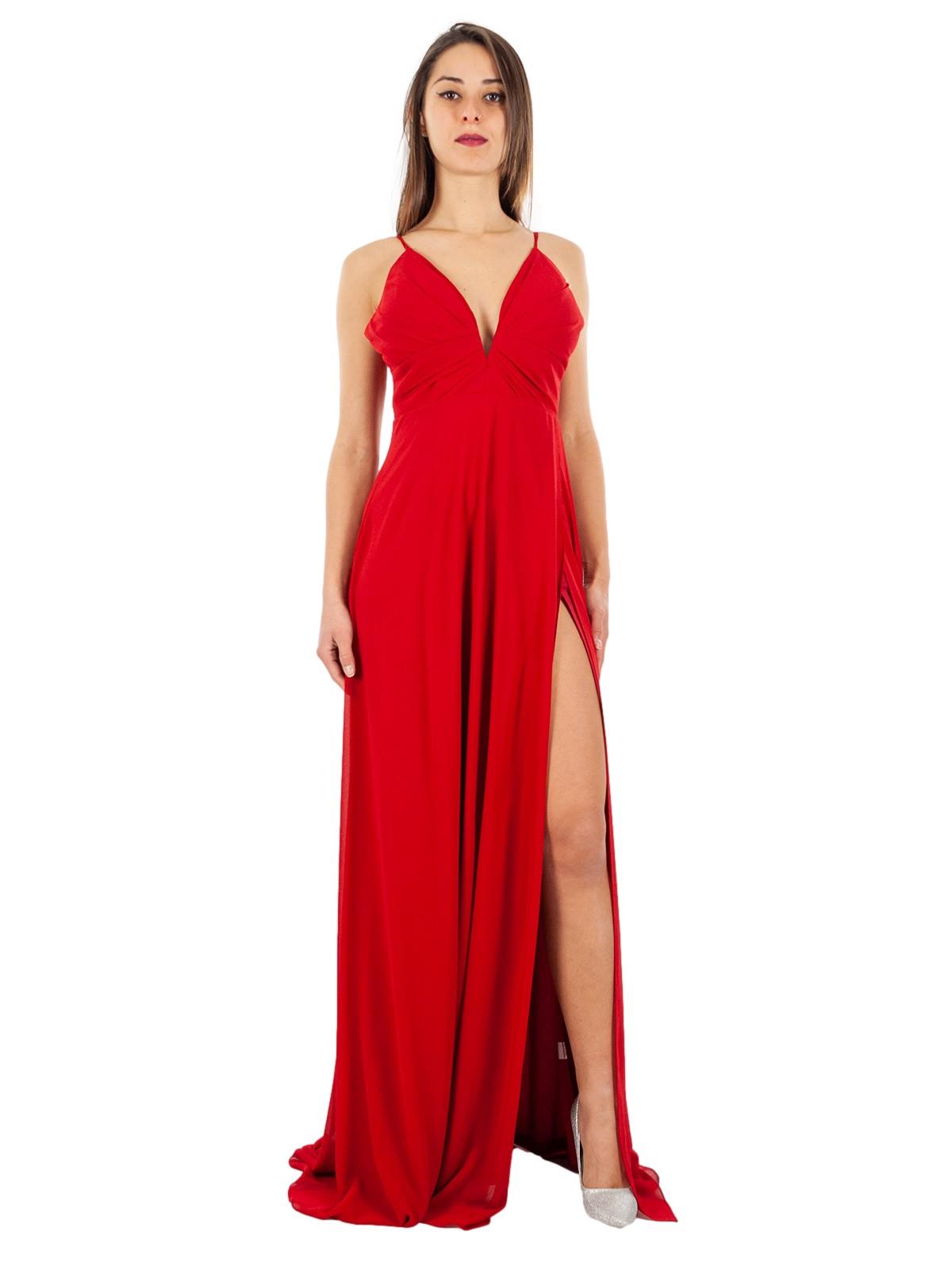 STRABELLO CERIMONIA Vestito Cerimonia Elegante Lungo con Spacco e Scollo a V A29499-3937-GINA