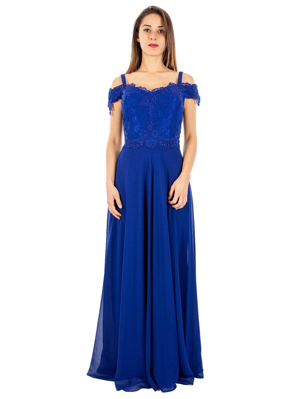 Abito Da Cerimonia Lungo Donna Elegante Con Scollo Omerale