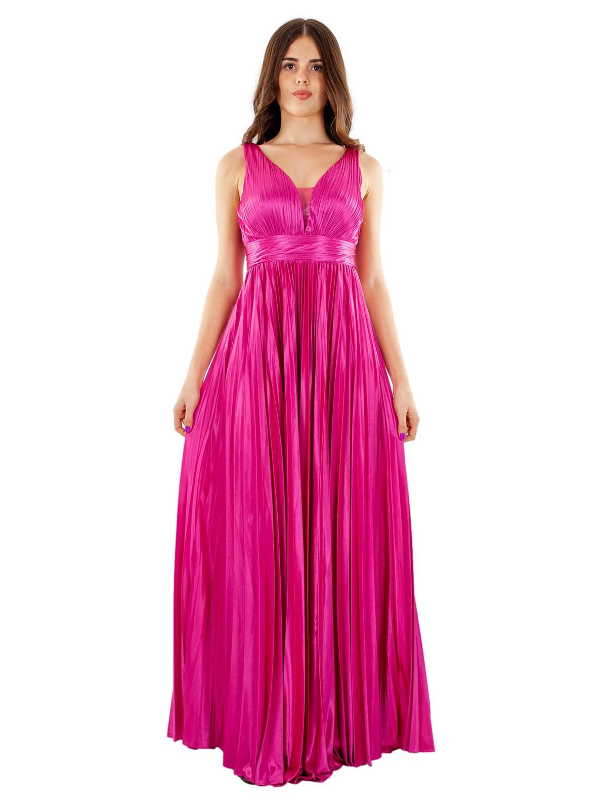 Abito Da Cerimonia Lungo Stile Impero In Raso Plissettato