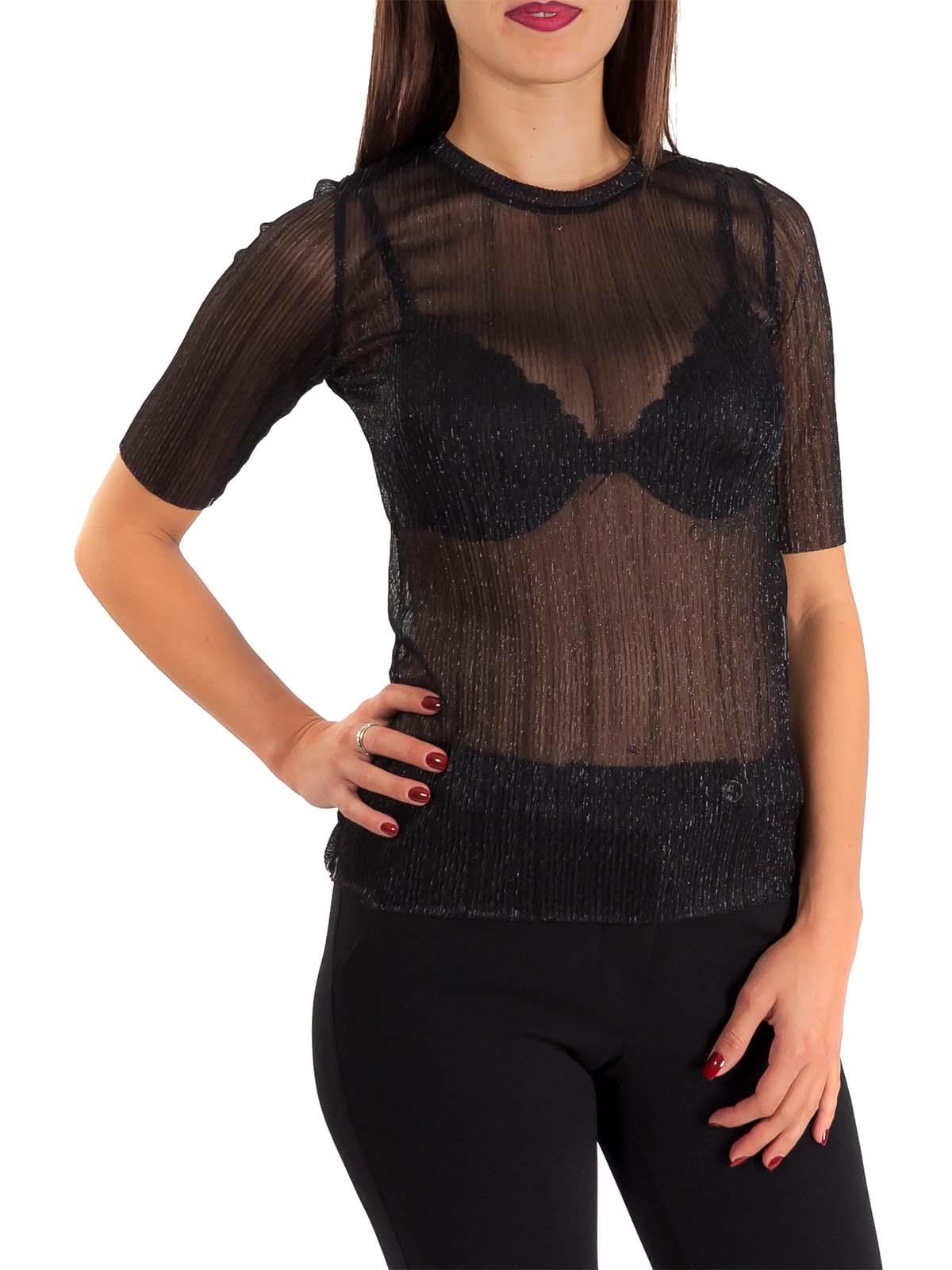 CARMEN Top Da Sera Top Discoteca Sexy Glitter Sottogiacca Trasparente