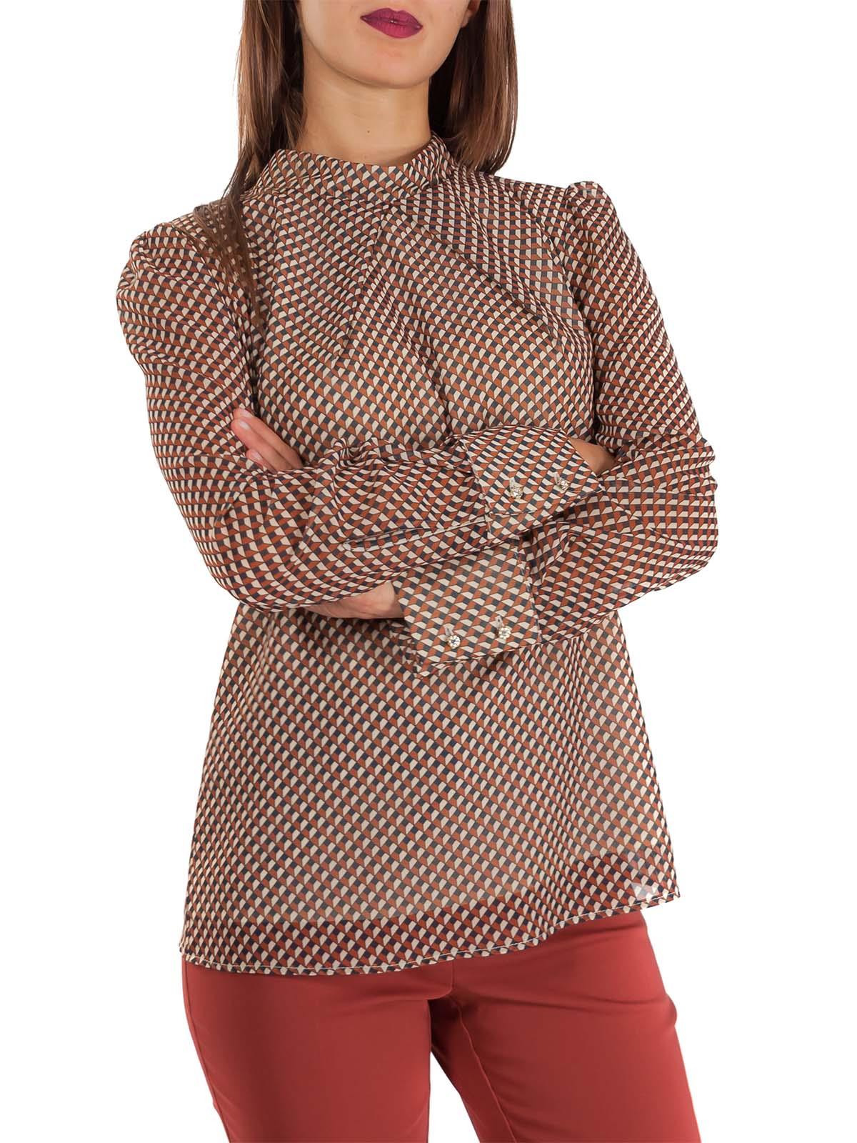 CARMEN Blusa Elegante Donna Fantasia Manica Lunga Chiffon