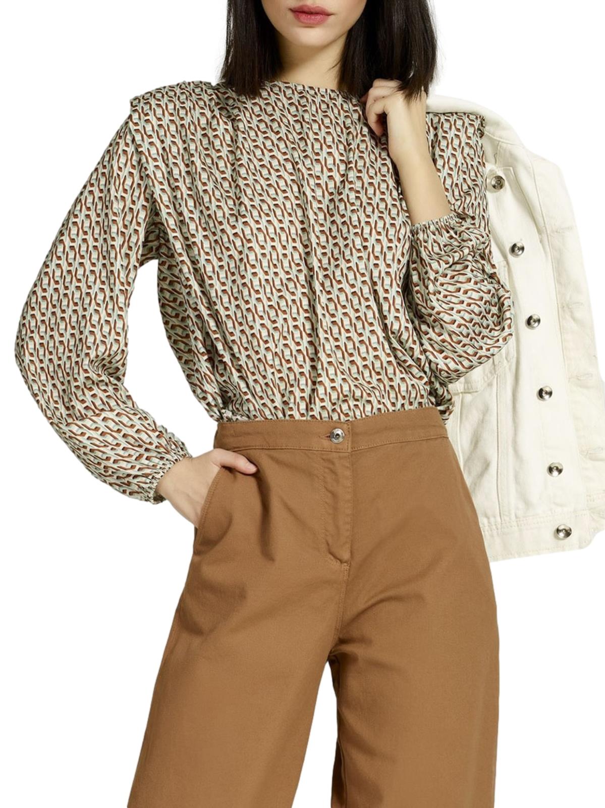 RINASCIMENTO Camicetta Elegante Blusa Donna Fantasia Geometrica Manica Lunga